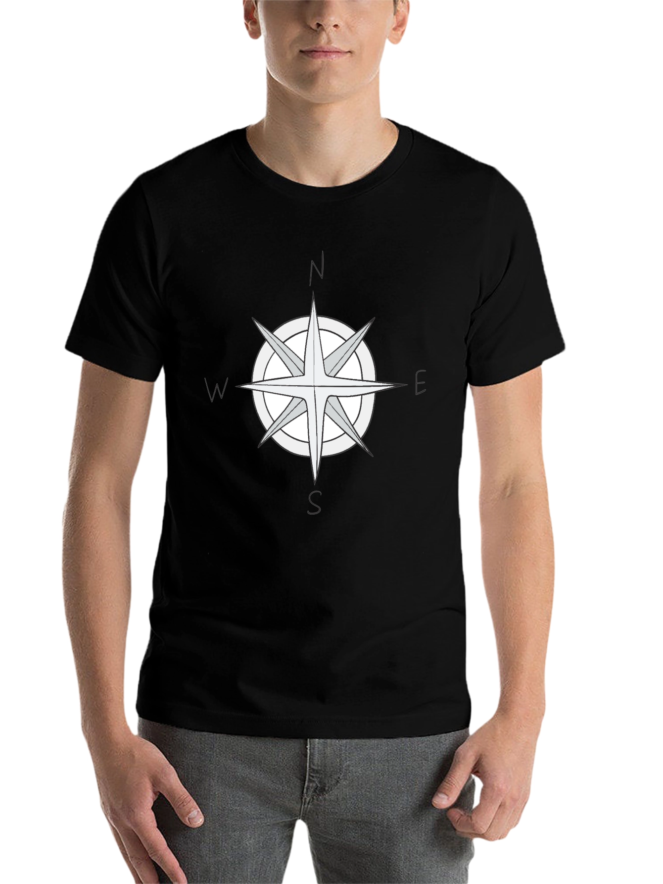 Black Compass Rose Graphic T-Shirt - Classic Black Tee view 7