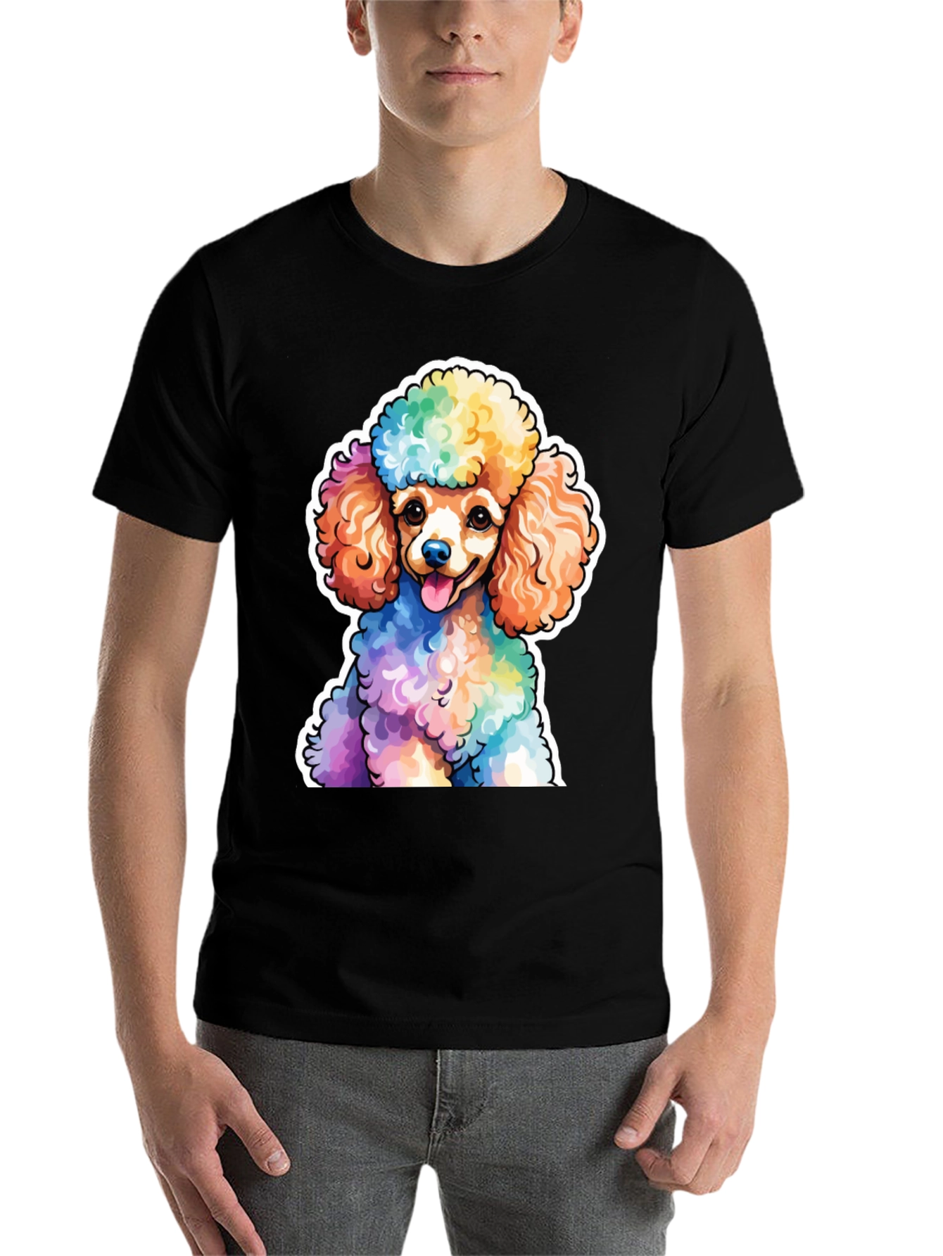 Black Rainbow Poodle Graphic Tee - Fun, Stylish & Unique view 7