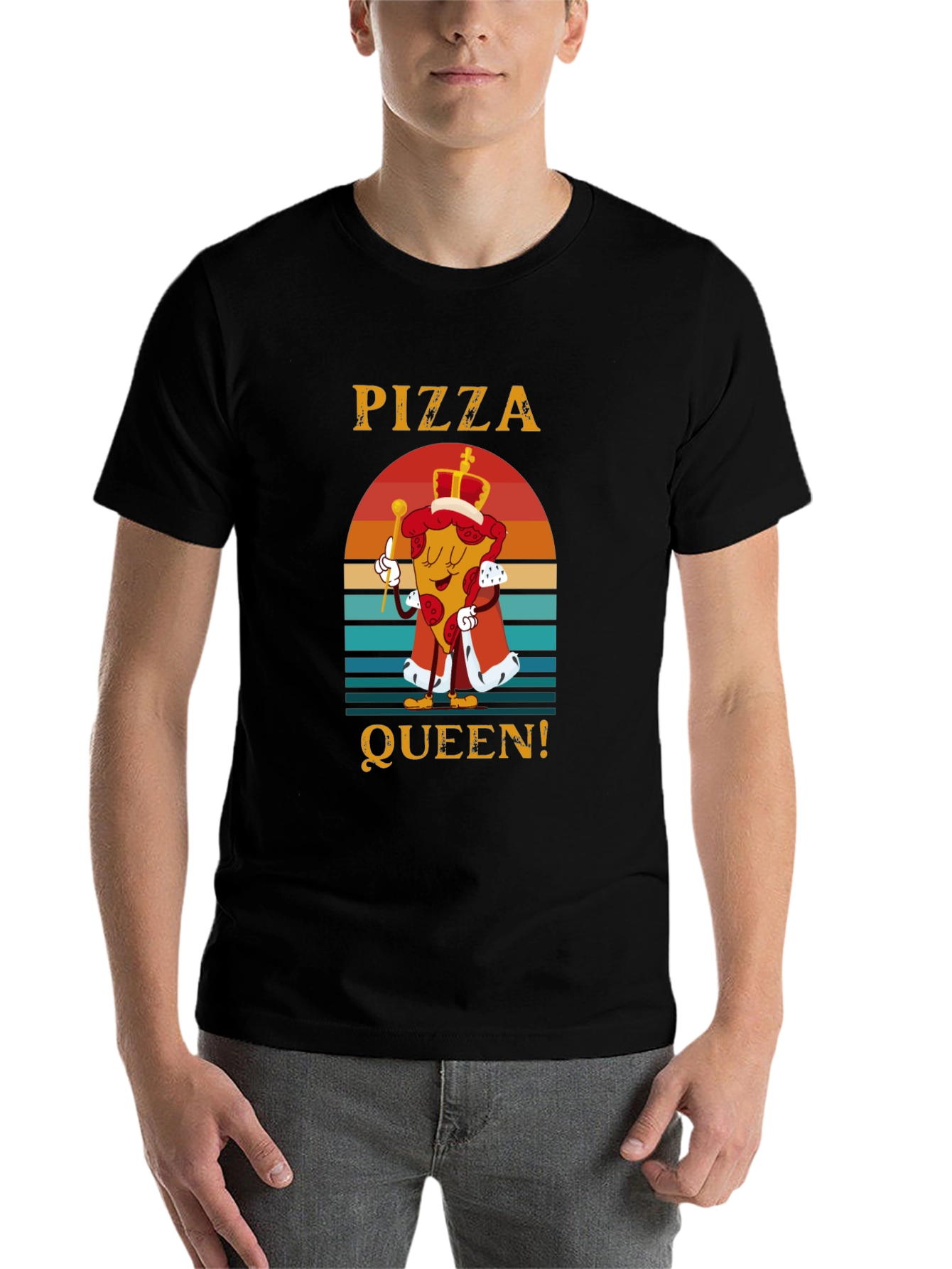 Black Pizza Queen Graphic T-Shirt - Funny Food Tee view 7