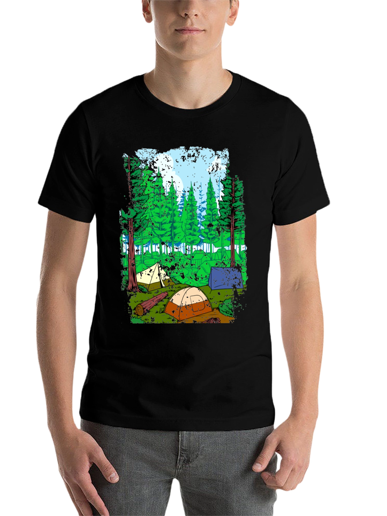 Black Camping Adventure Graphic T-Shirt view 7