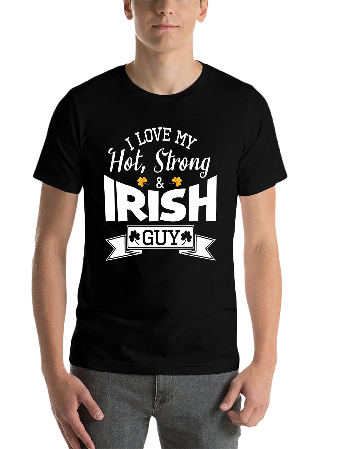 Black I Love My Hot, Strong, Irish Guy T-Shirt view 7