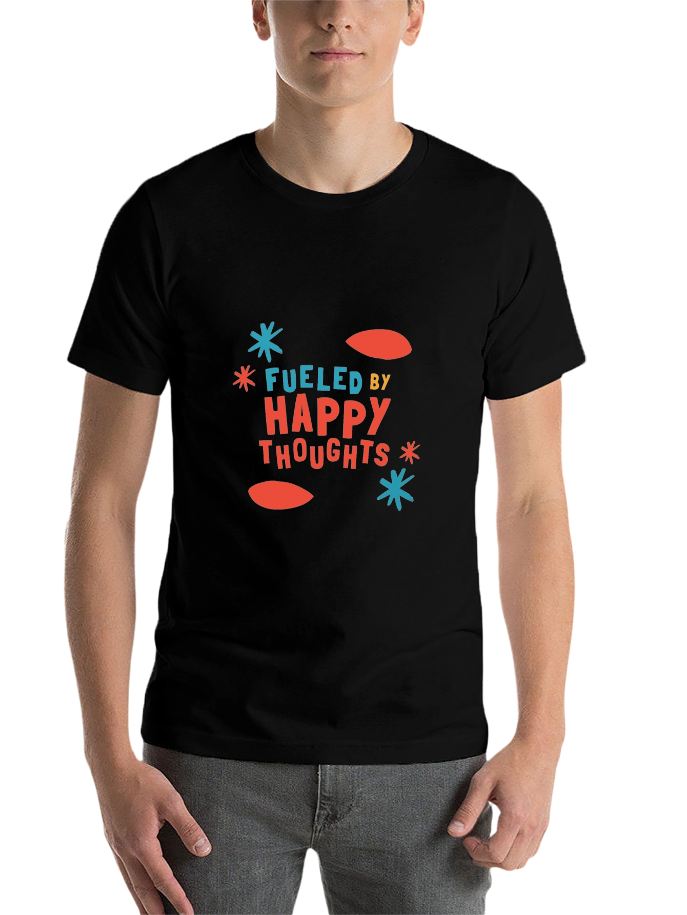 Black Fueled by Happy Thoughts Graphic Tee view 7
