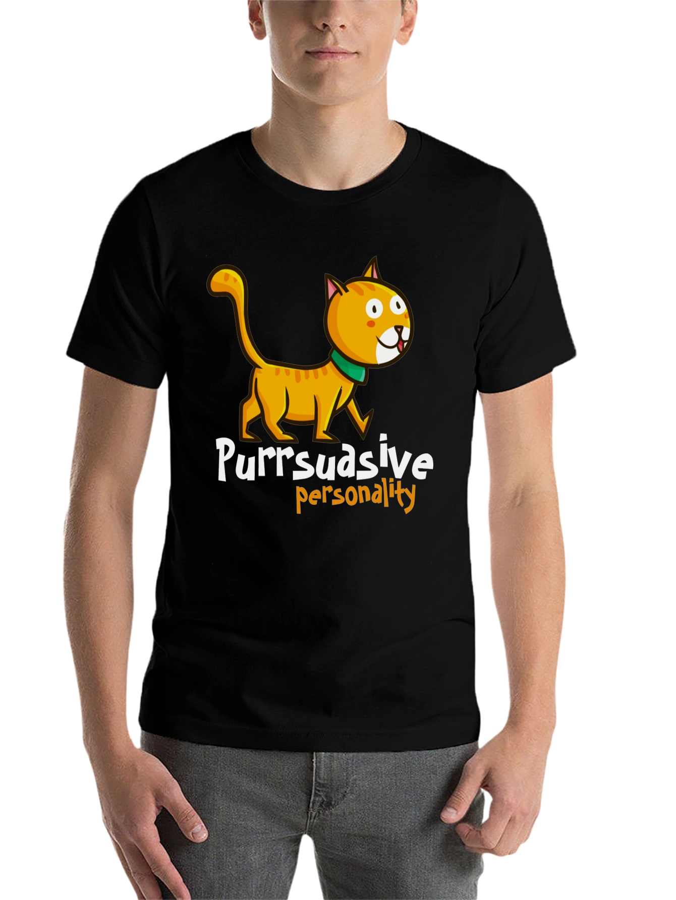 Black Purrsuasive Personality Cat Graphic Tee view 7