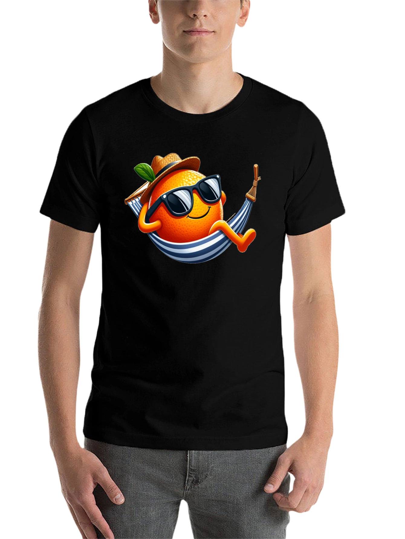 Black Relaxing Orange T-Shirt: Summer Vibes view 7