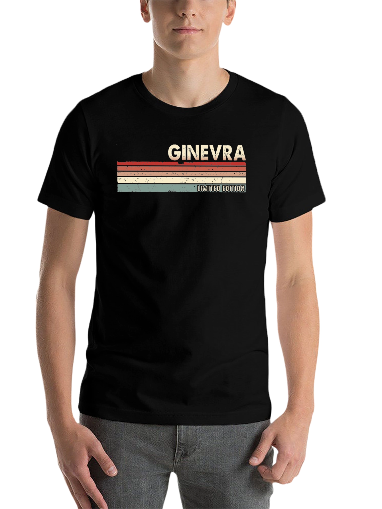 Black Ginevra Limited Edition Retro Style Black T-Shirt view 7