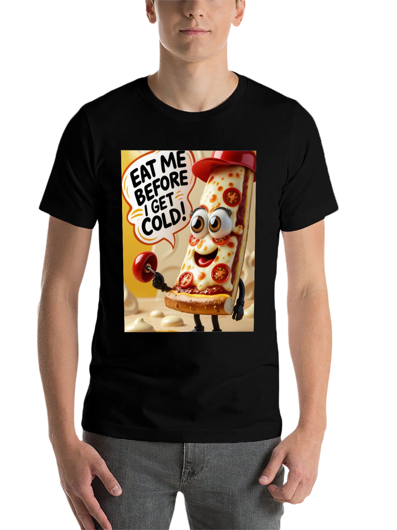 Black Pizza Lover's Graphic T-Shirt view 7
