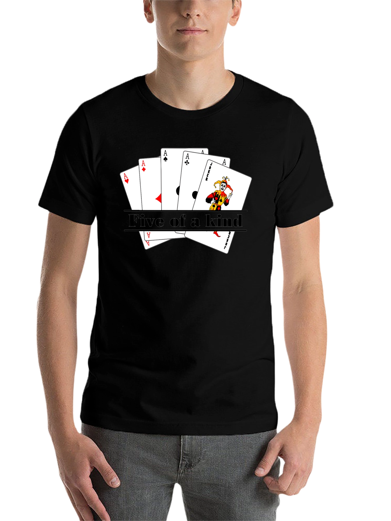 Black Five of a Kind Poker T-Shirt view 7