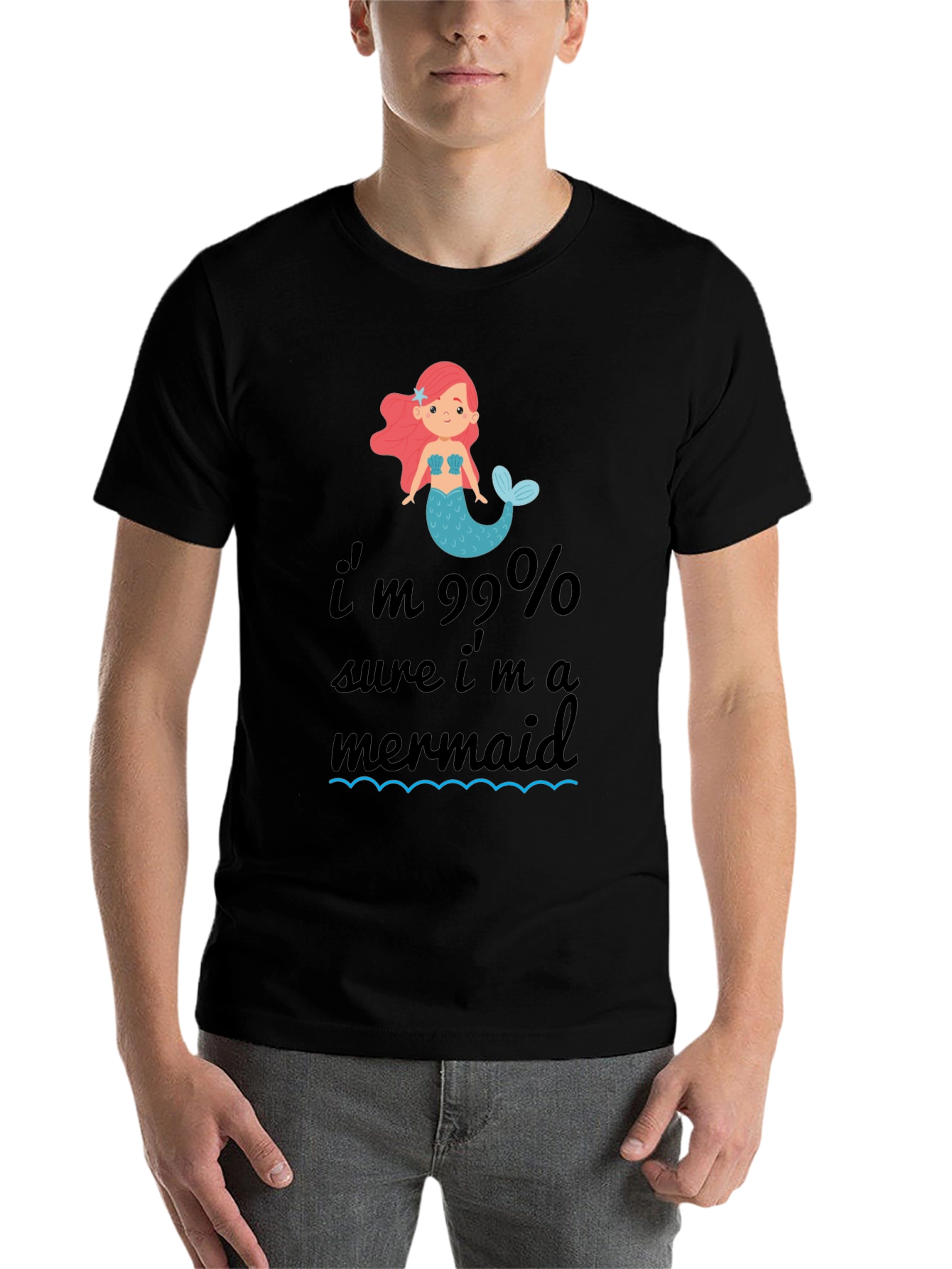99% Mermaid T-Shirt - Black Cotton Tee - 7