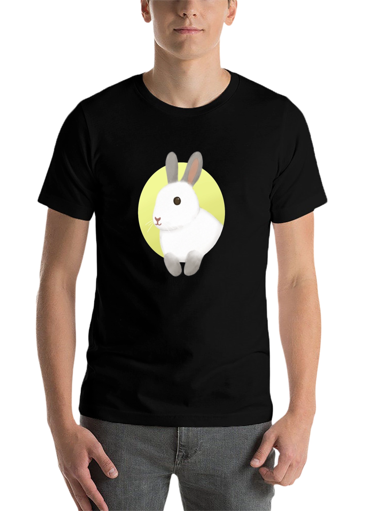 Black Rabbit Graphic T-Shirt - Black Cotton Blend view 7