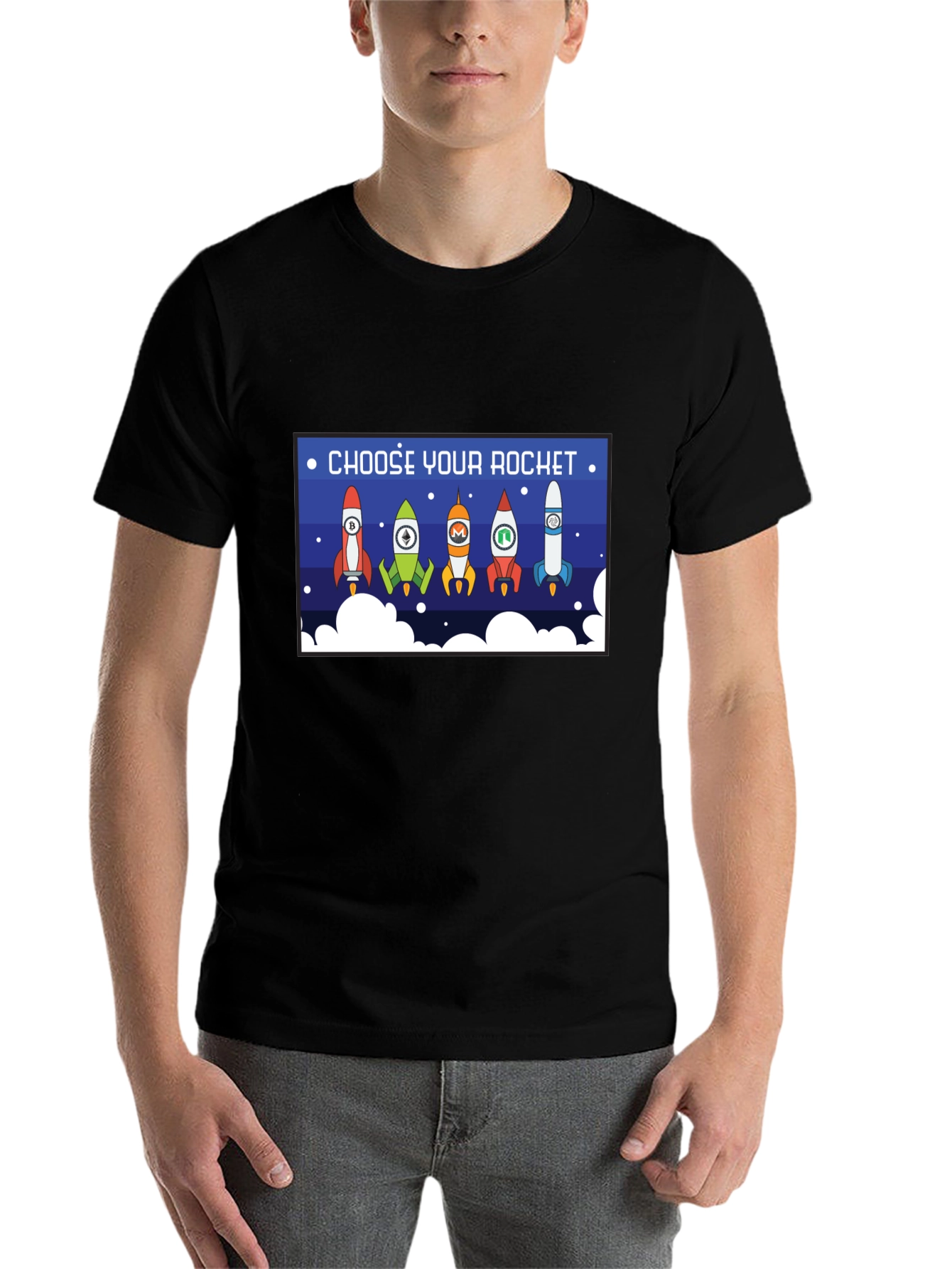 Black Choose Your Rocket Crypto T-Shirt view 7