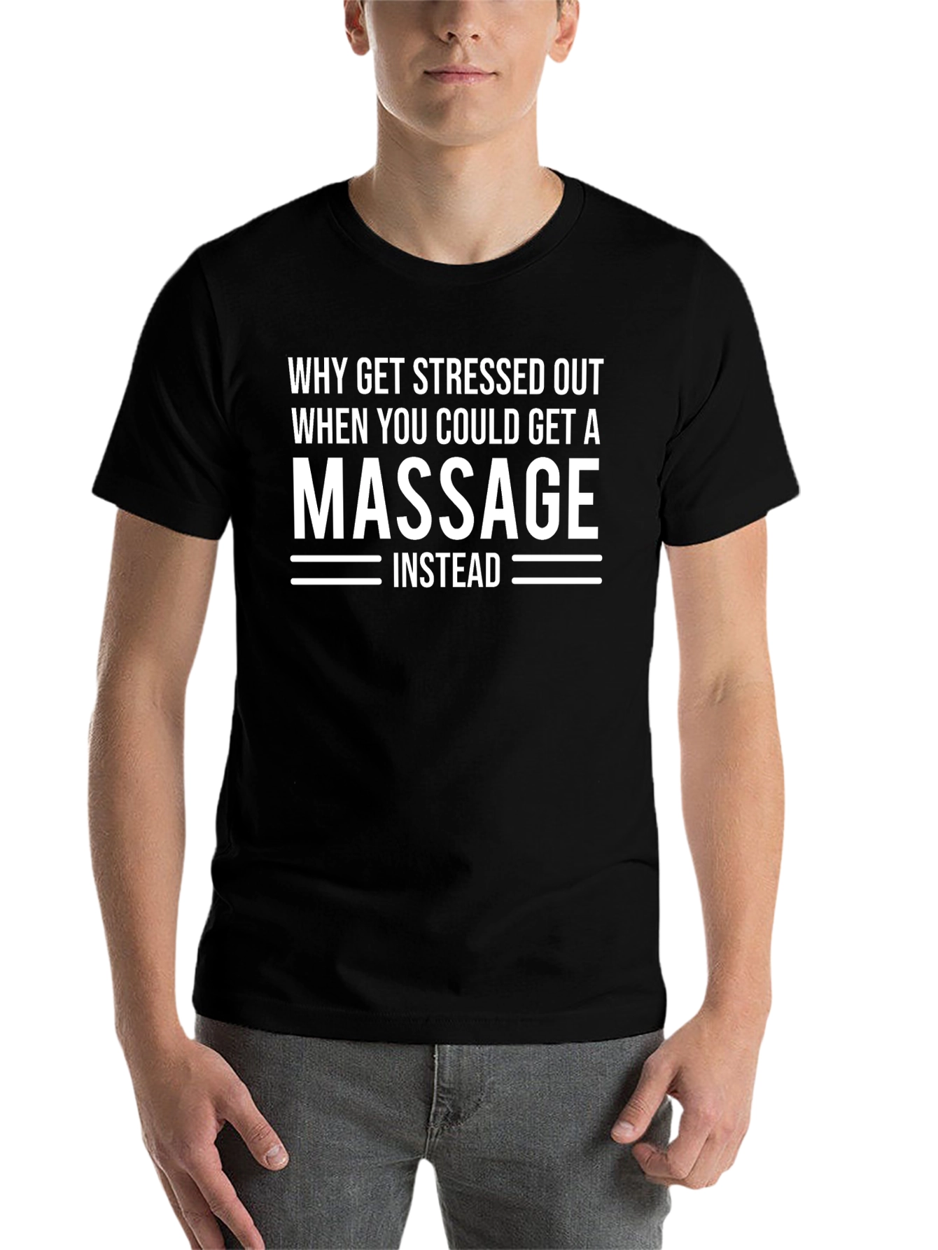 Black Funny Massage T-Shirt: Stress Relief Gift view 7