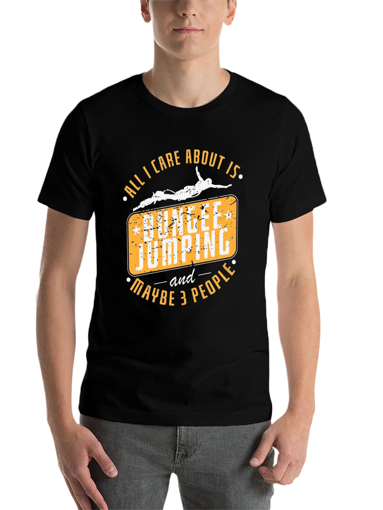 Black Bungee Jumping T-Shirt - All I Care About Is Bungee Jumping and Maybe 3 People view 7