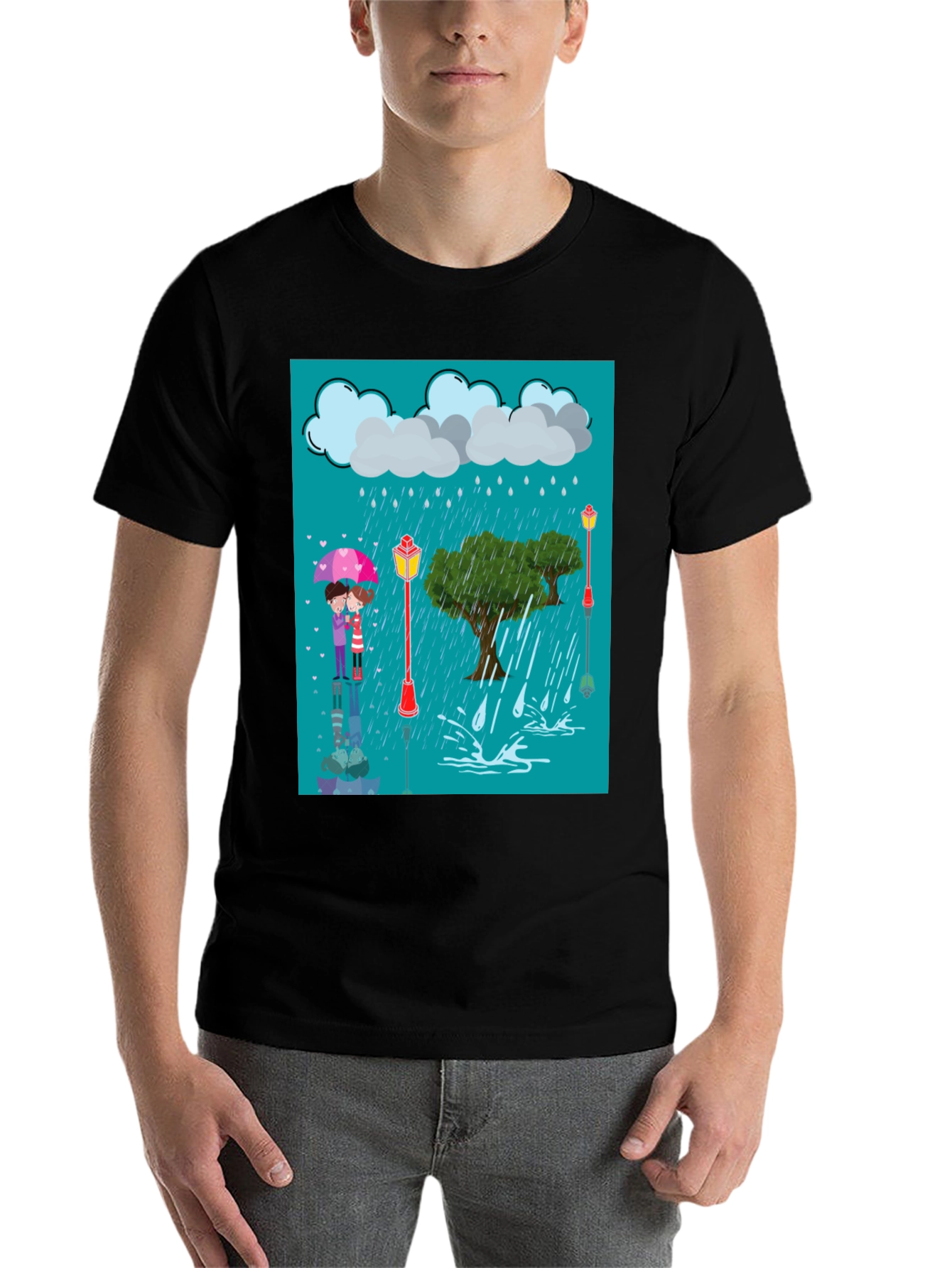Black Rainy Day Lovers T-Shirt view 7