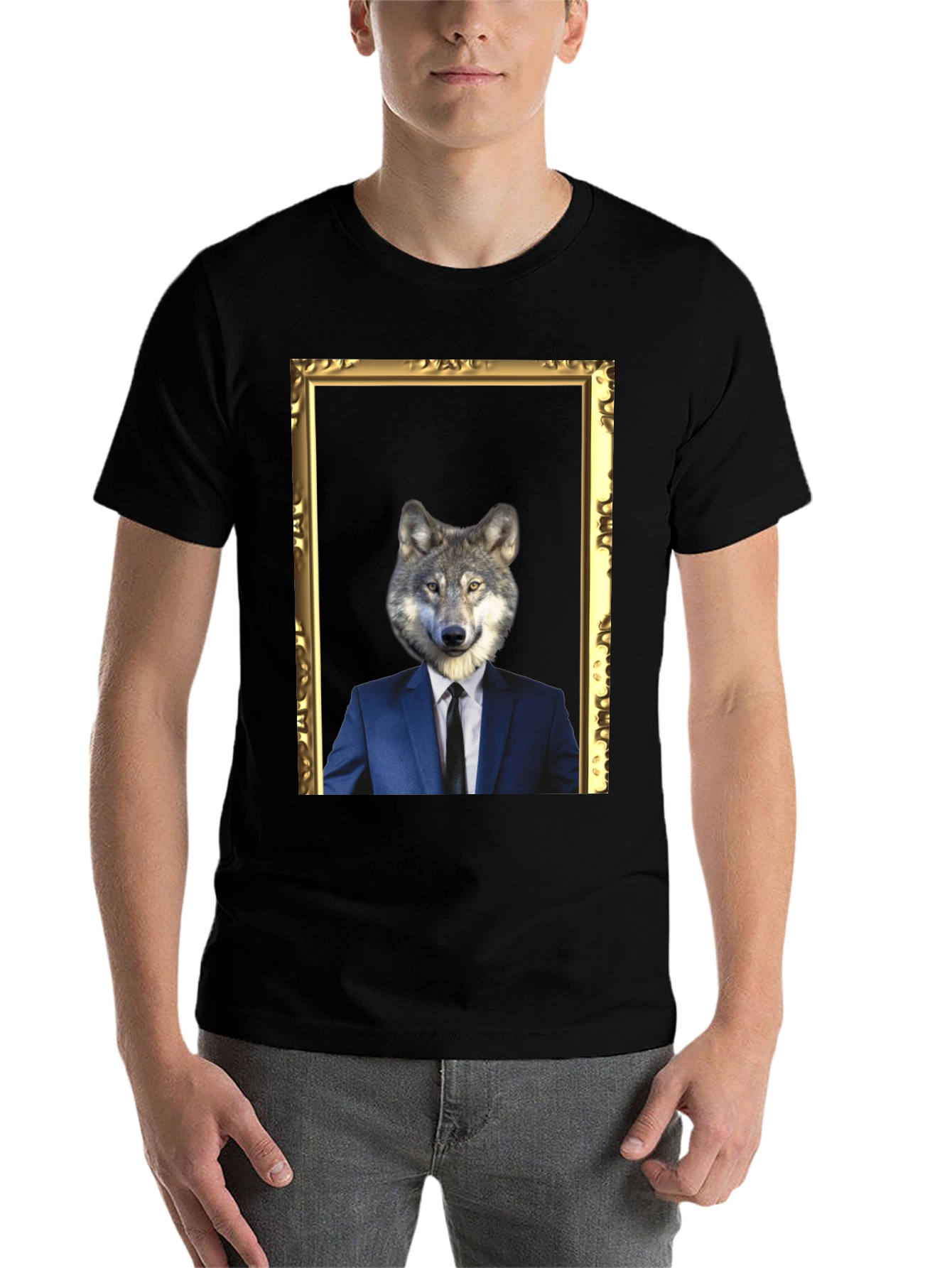 Black Wolf in Suit T-Shirt - Unique Graphic Tee view 7