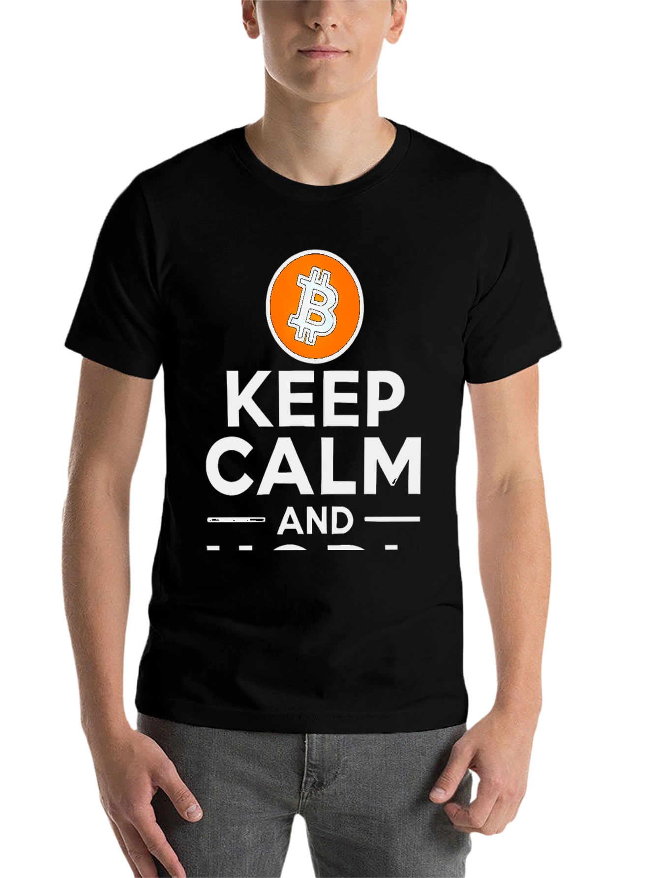 Black Keep Calm and Bitcoin T-Shirt view 7
