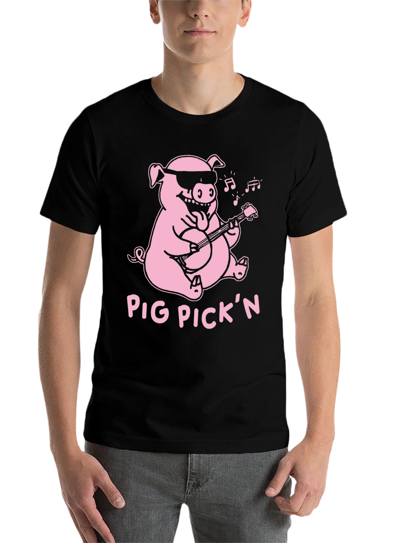 Black Pig Pickin' Graphic Tee - Black Cotton T-Shirt view 7