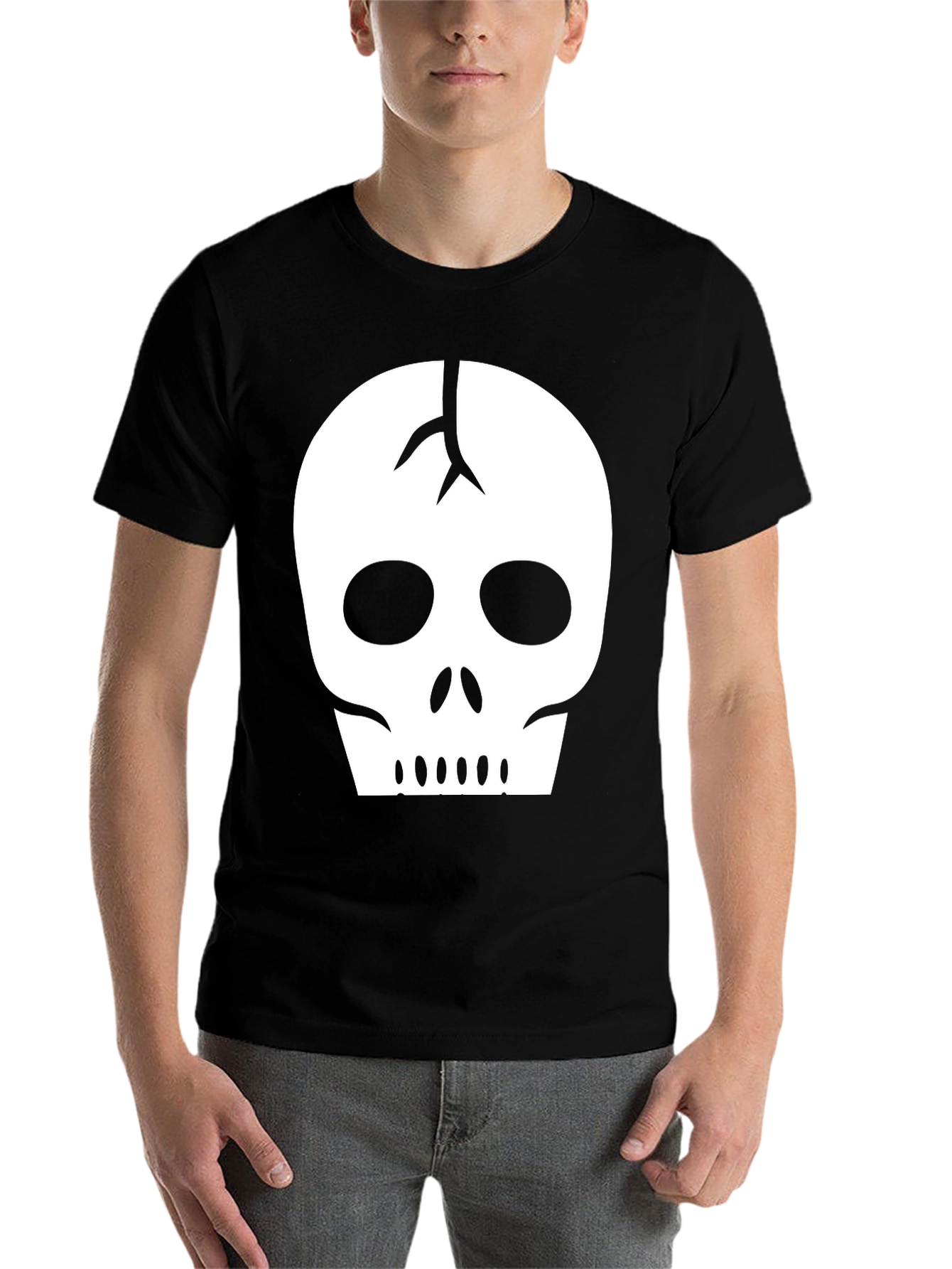 Black Skull Graphic Tee - Black Cotton Casual Shirt view 7