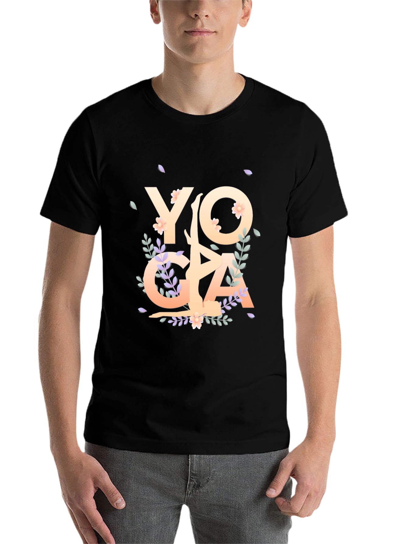 Black Yoga Floral Graphic T-Shirt view 7