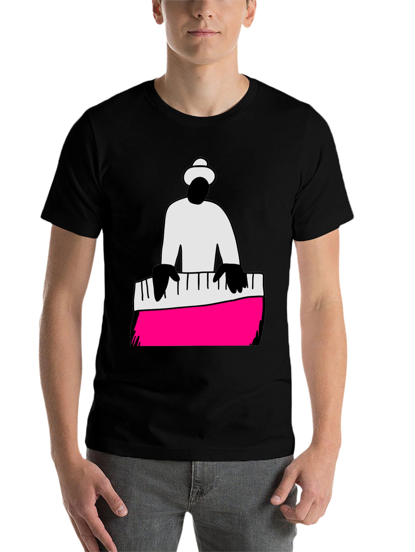 Black Piano Man Graphic Tee - Cool Musician T-Shirt view 7