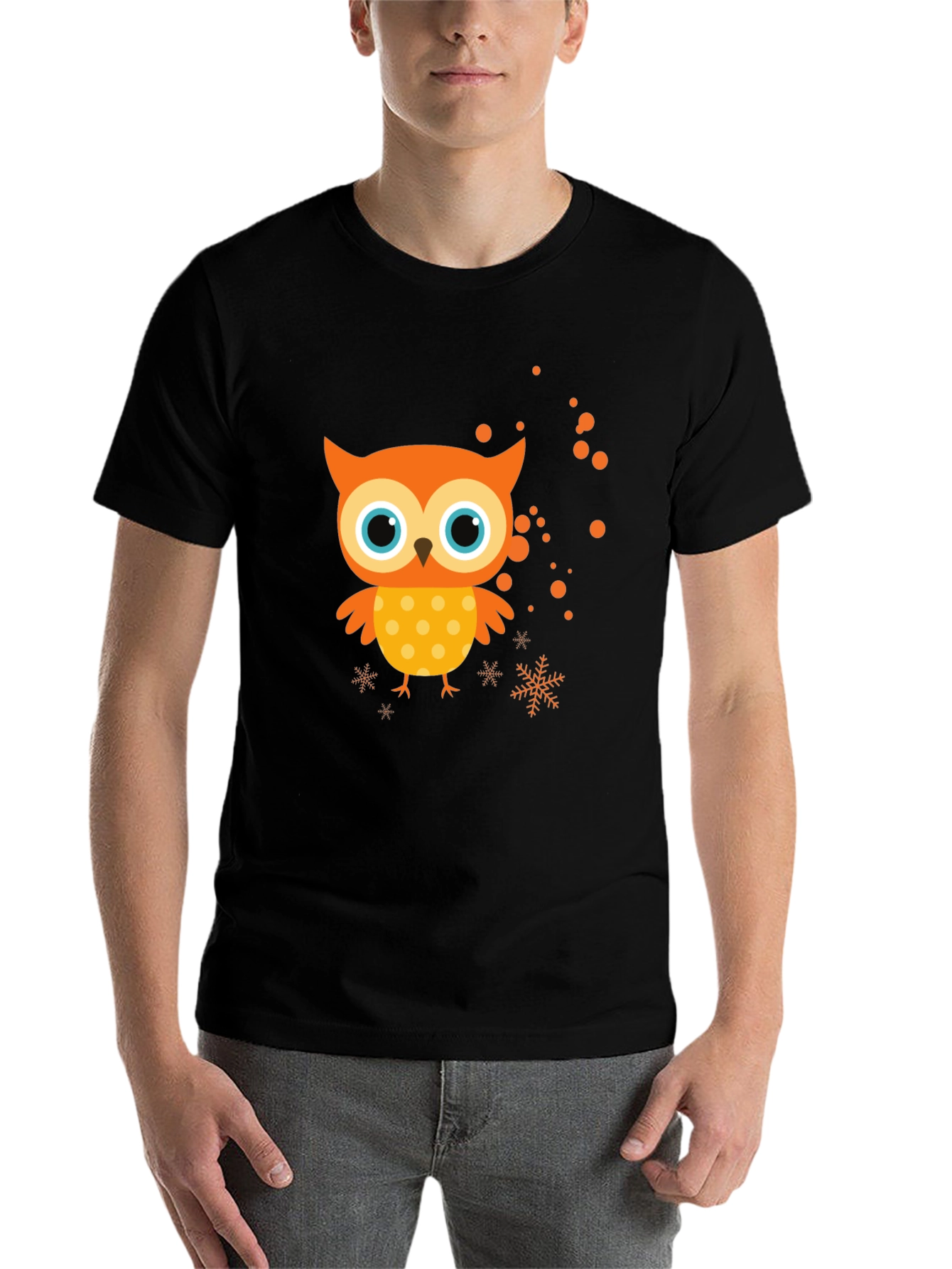 Black Owl Graphic Print Black T-Shirt view 7