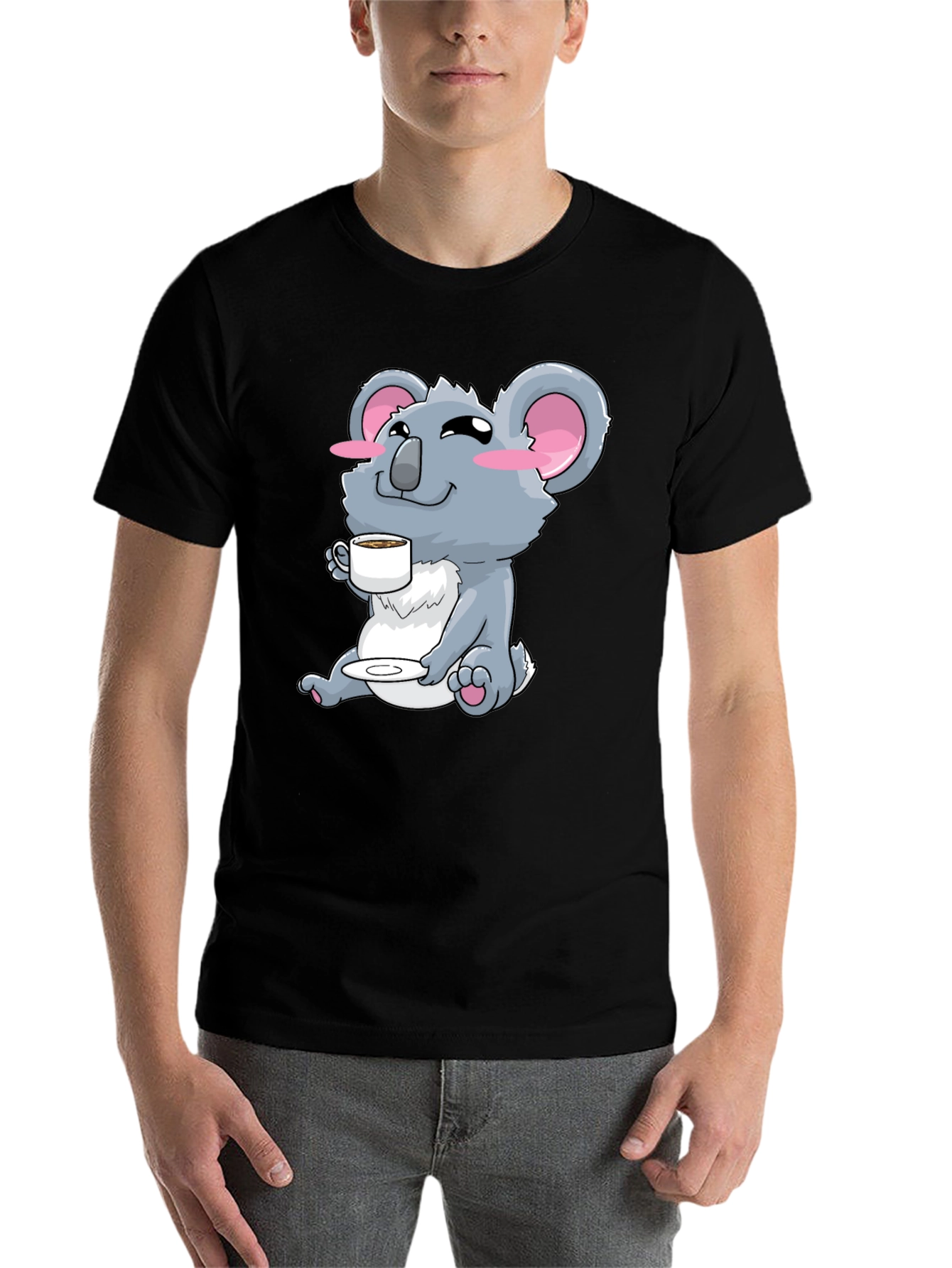 Black Koala Bear Coffee T-Shirt - Cute Graphic Tee view 7
