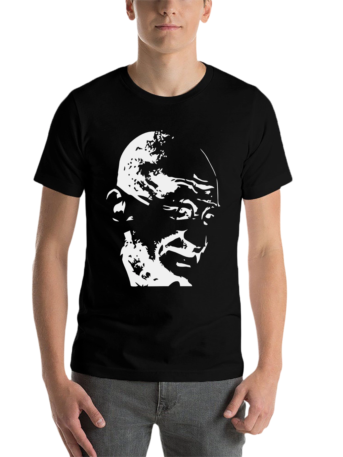Gandhi Graphic T-Shirt - Black Cotton Tee - 7