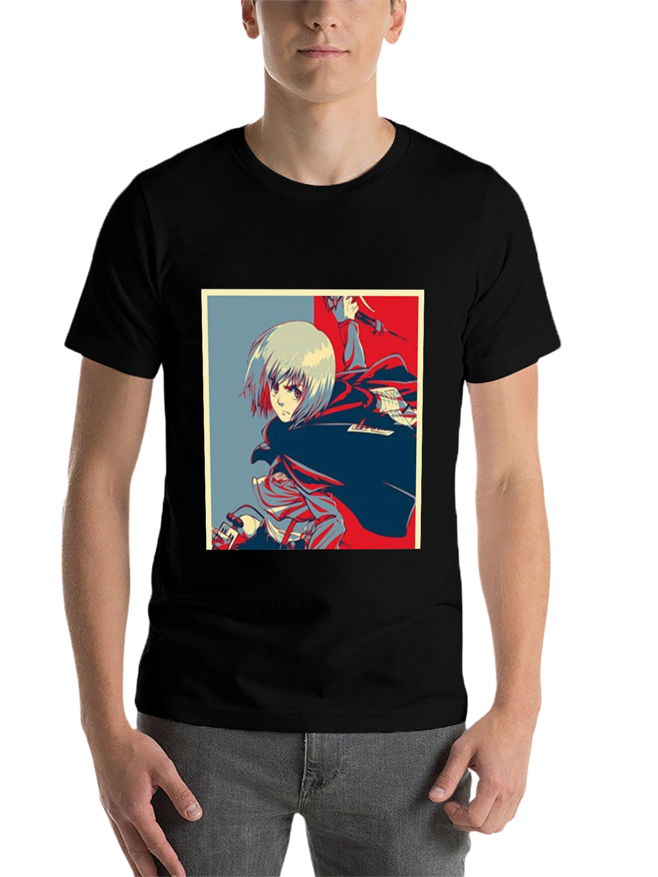 Black Anime Graphic T-Shirt - Attack on Titan Style view 7