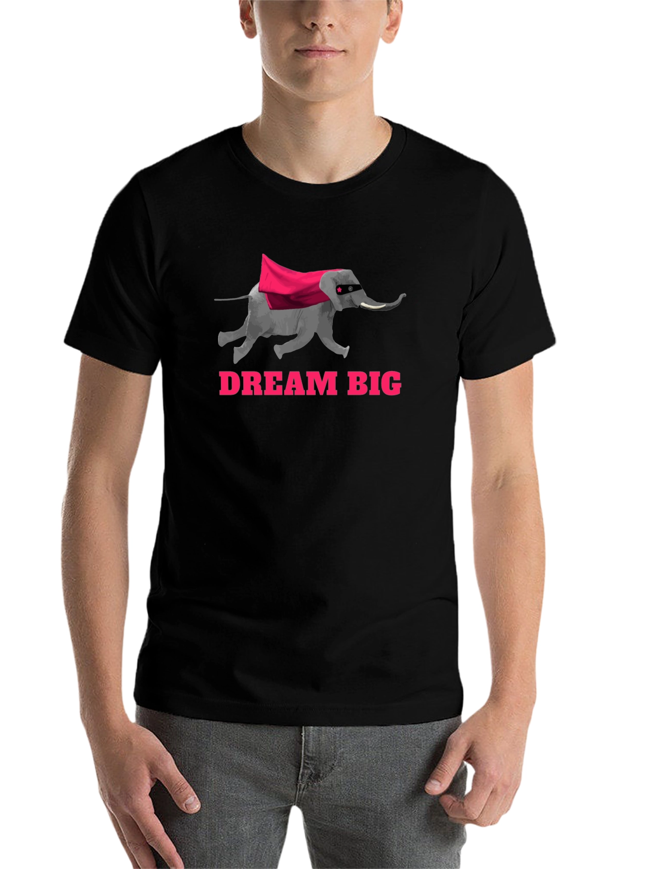 Black Dream Big Elephant Superhero Black T-Shirt view 7