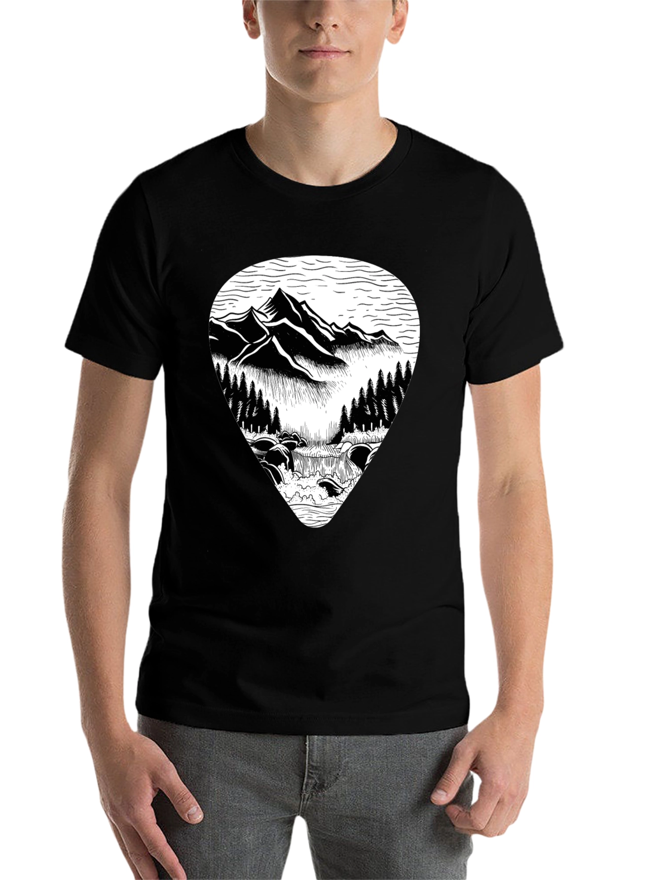 Black Mountain River Graphic Tee - Nature Inspired T-Shirt view 7