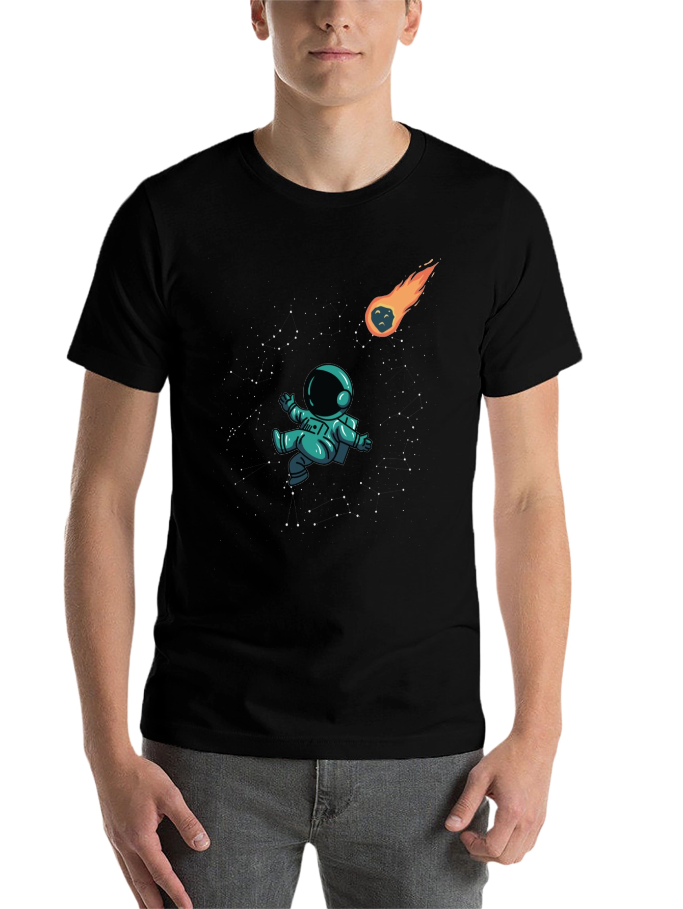 Black Astronaut in Space Black T-Shirt view 7