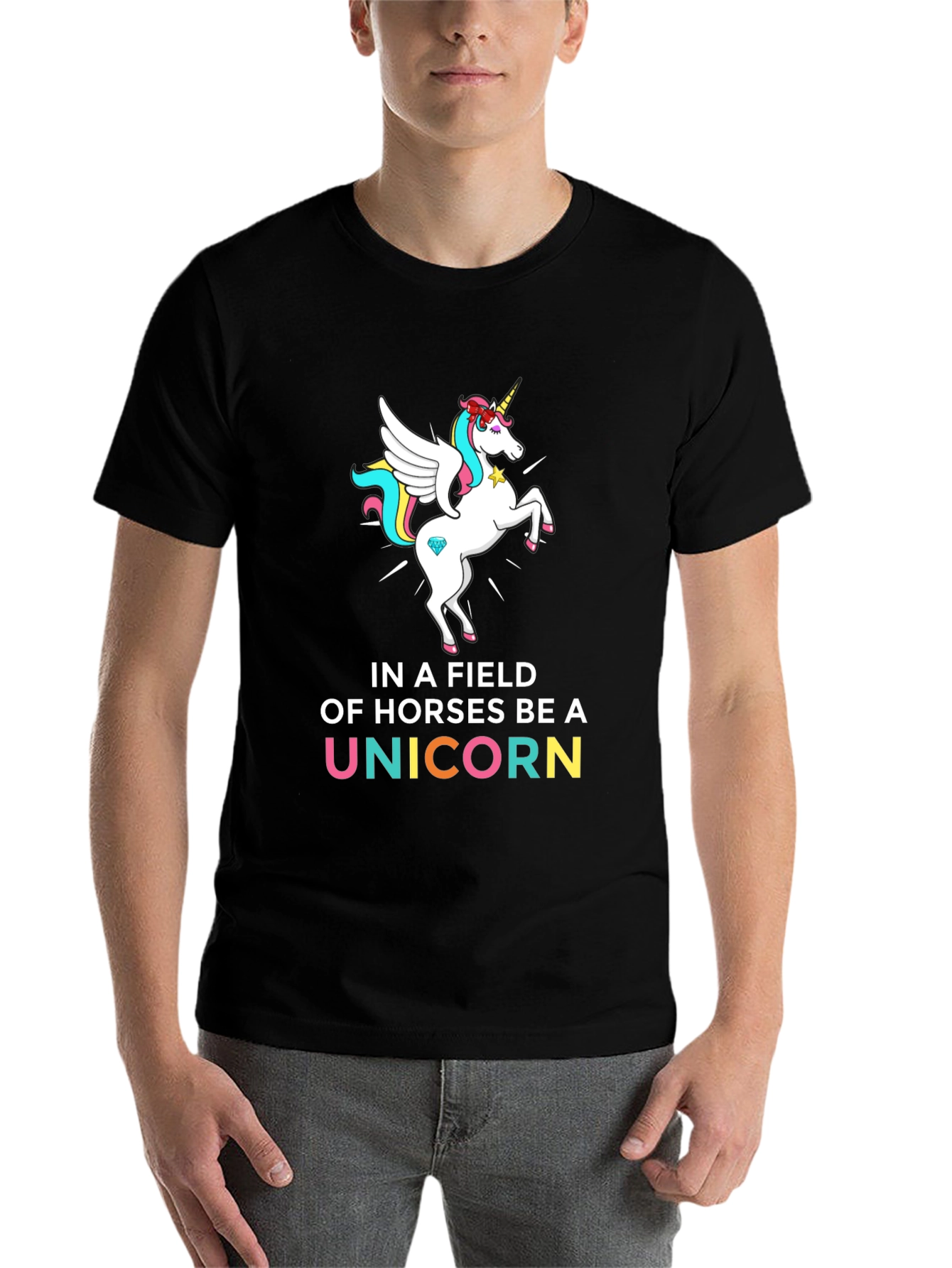 Black Be a Unicorn Graphic T-Shirt view 7