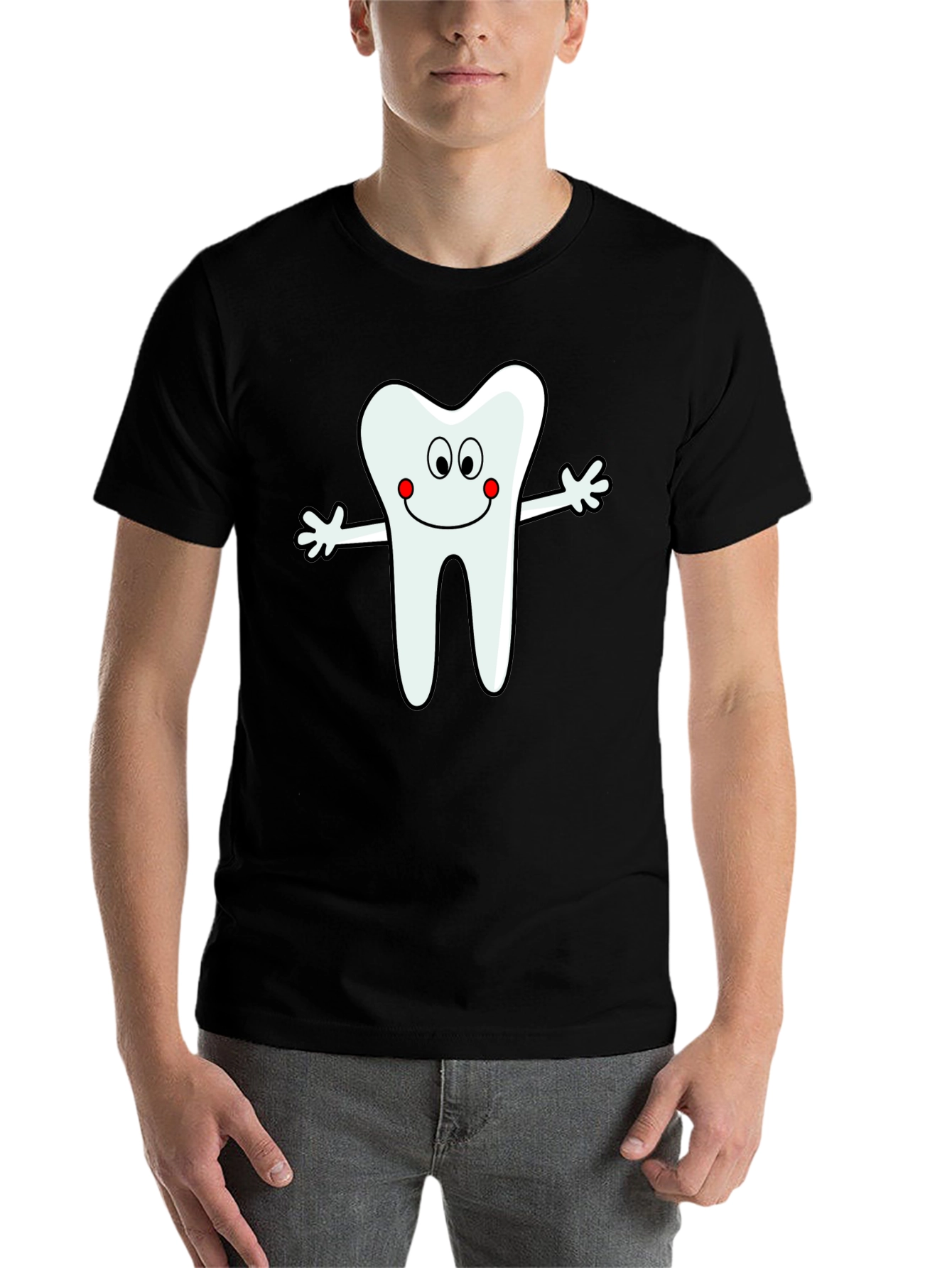 Black Tooth Cartoon Graphic T-Shirt view 7