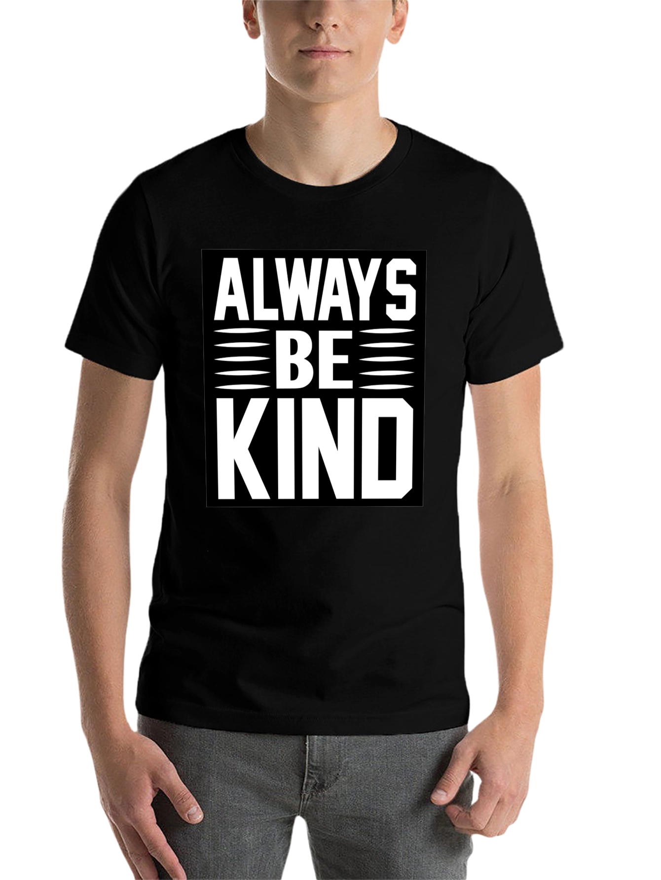 Black Always Be Kind Graphic Tee - Men's Black T-Shirt view 7