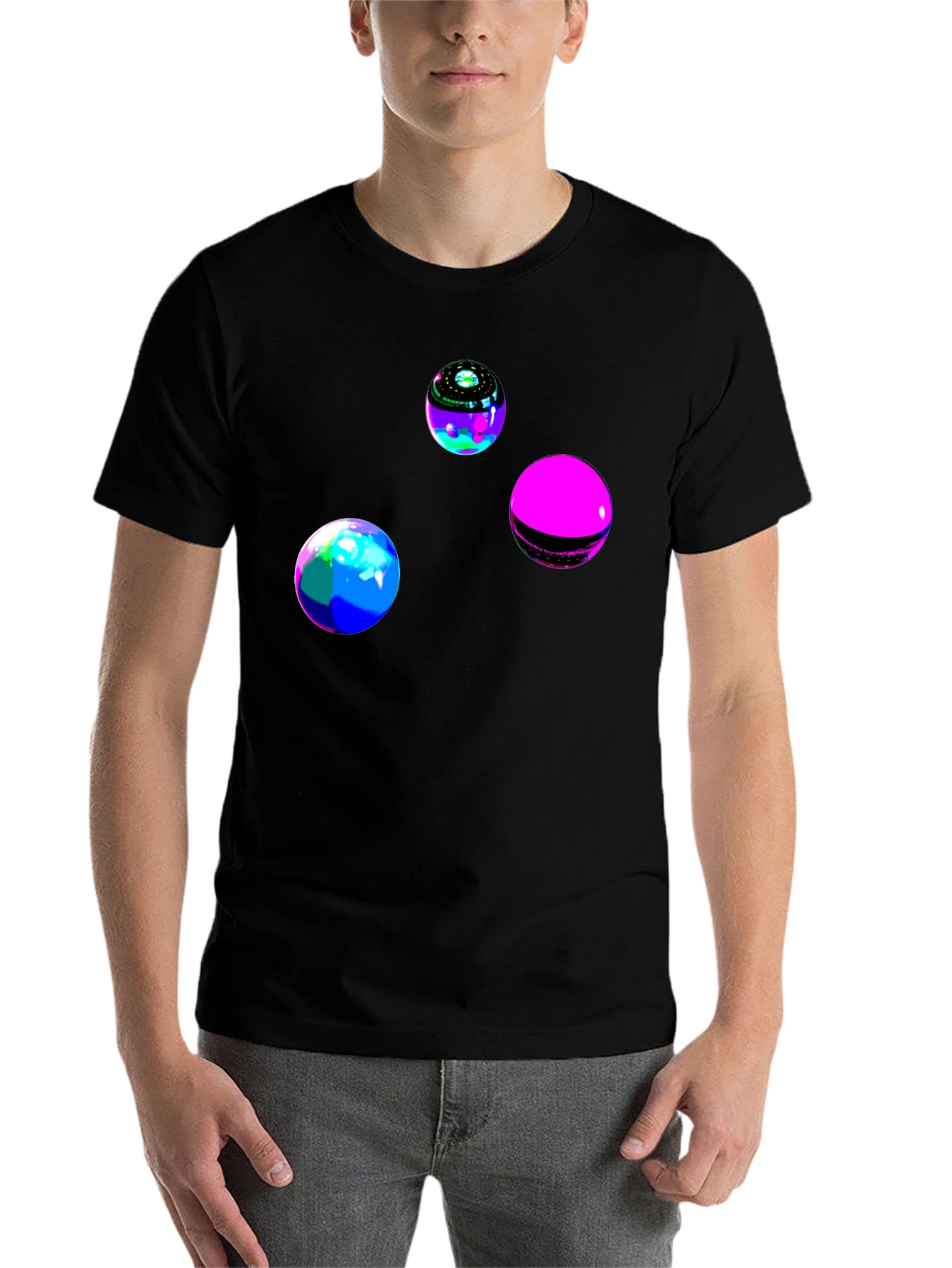 Black Abstract Orb Graphic Black T-Shirt view 7