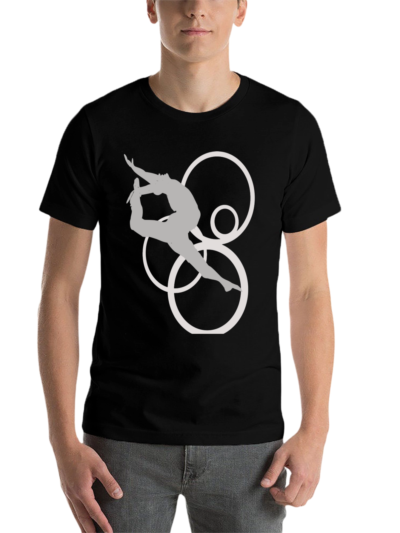 Black Gymnast T-Shirt - Artistic Circles Design view 7