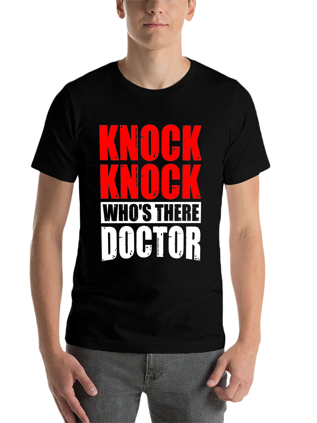Black Knock Knock Doctor T-Shirt - Humorous Joke Tee view 7