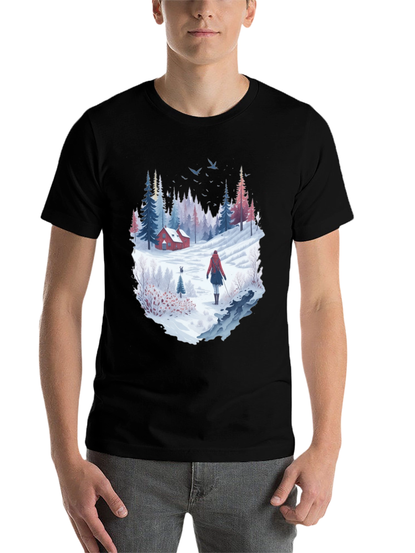 Black Winter Cabin T-Shirt view 7