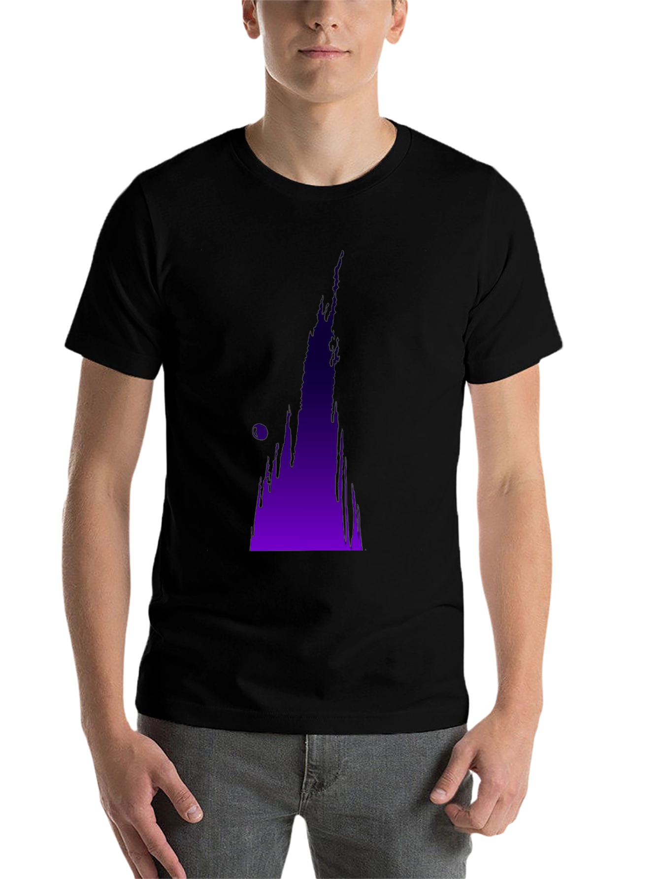 Black Abstract Purple Drip Design Black T-Shirt view 7