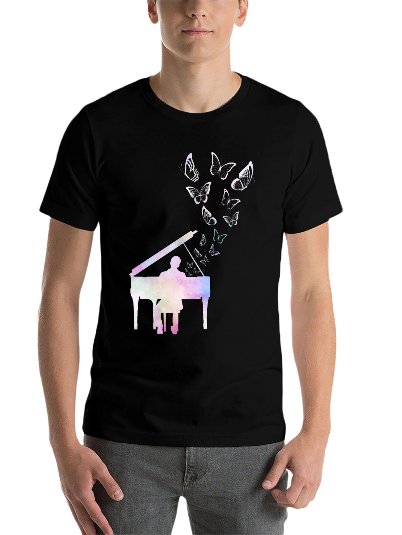 Black Piano Butterfly T-Shirt - Express Yourself view 7