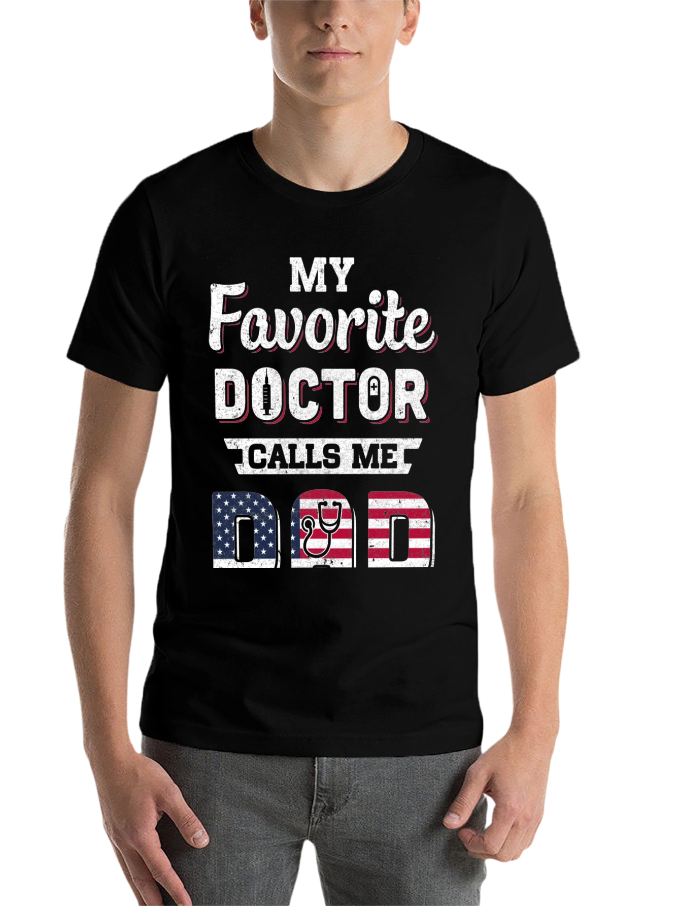 Black My Favorite Doctor Calls Me Dad T-Shirt view 7