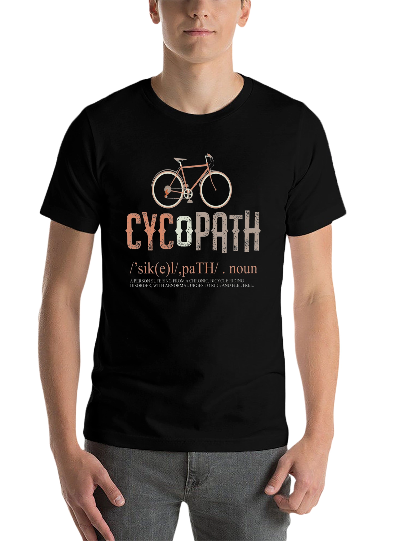 Black CycoPath Funny Cyclist T-Shirt view 7
