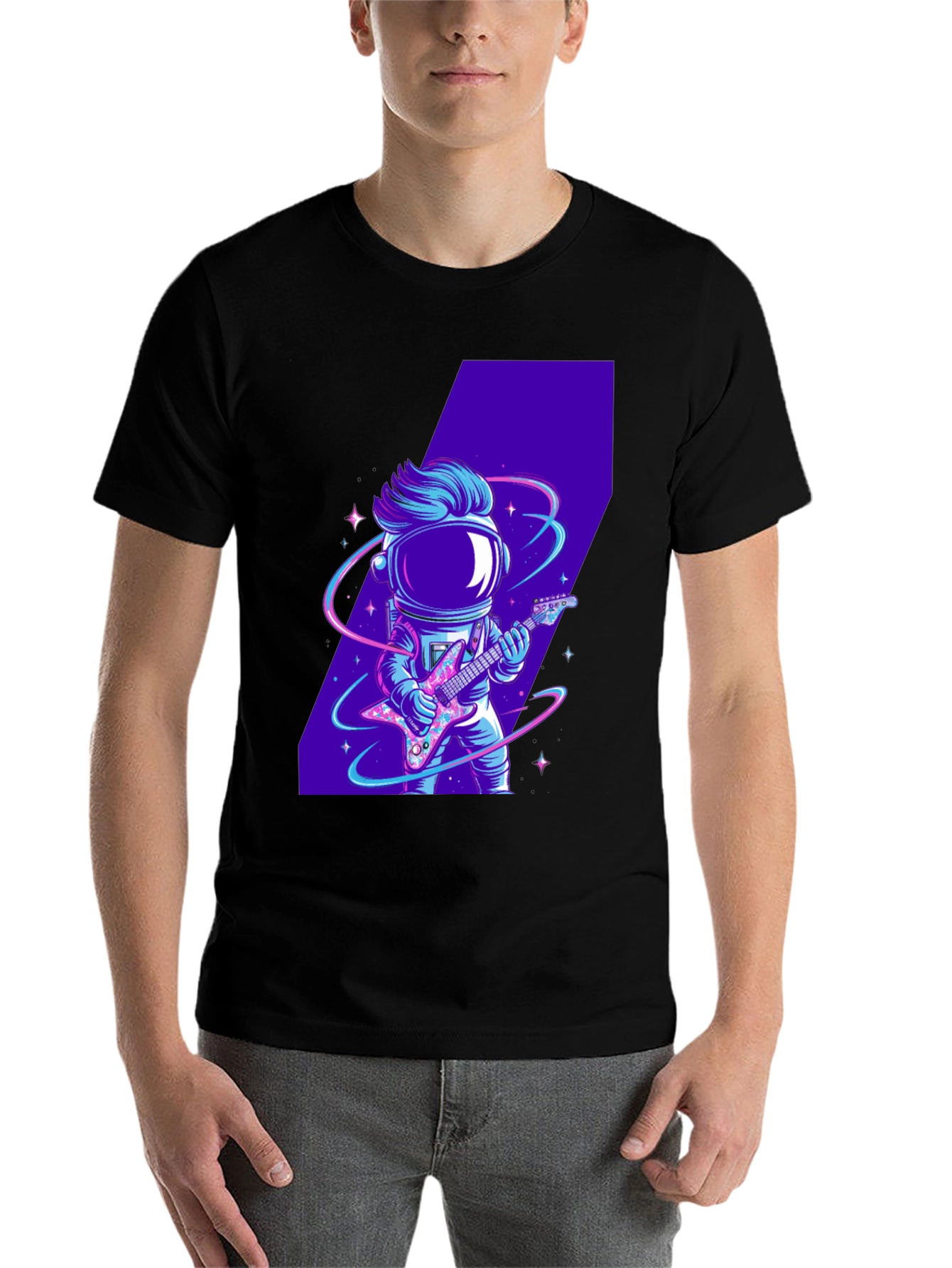 Black Astronaut Guitarist Graphic Tee view 7