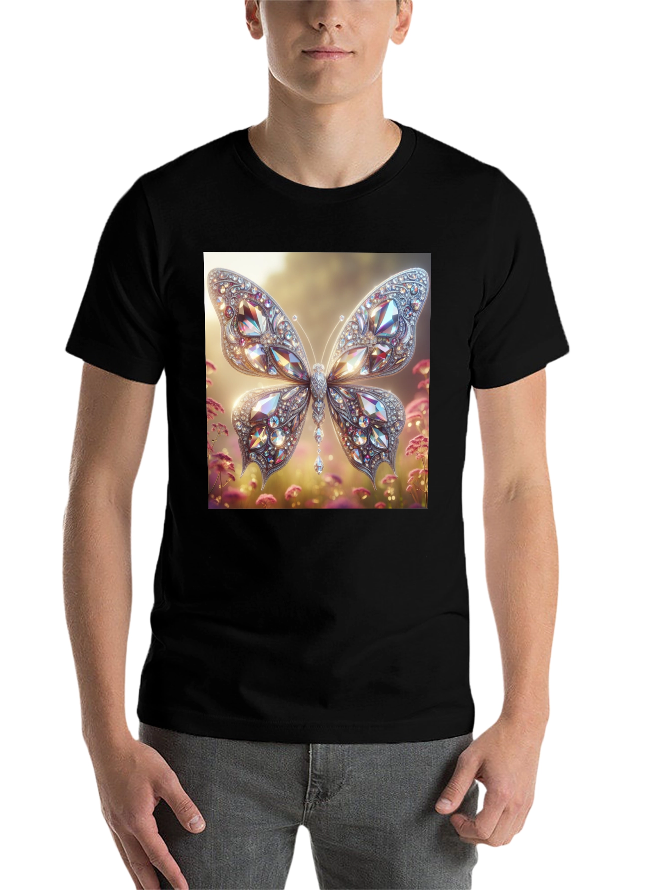 Black Diamond Butterfly Graphic Tee - Stylish Men's T-Shirt view 7