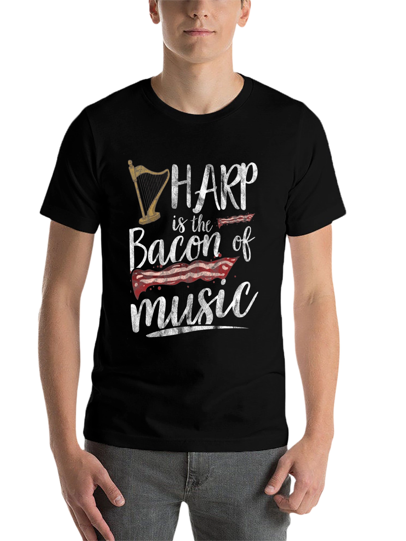 Black Harp is the Bacon of Music Funny Graphic Tee view 7