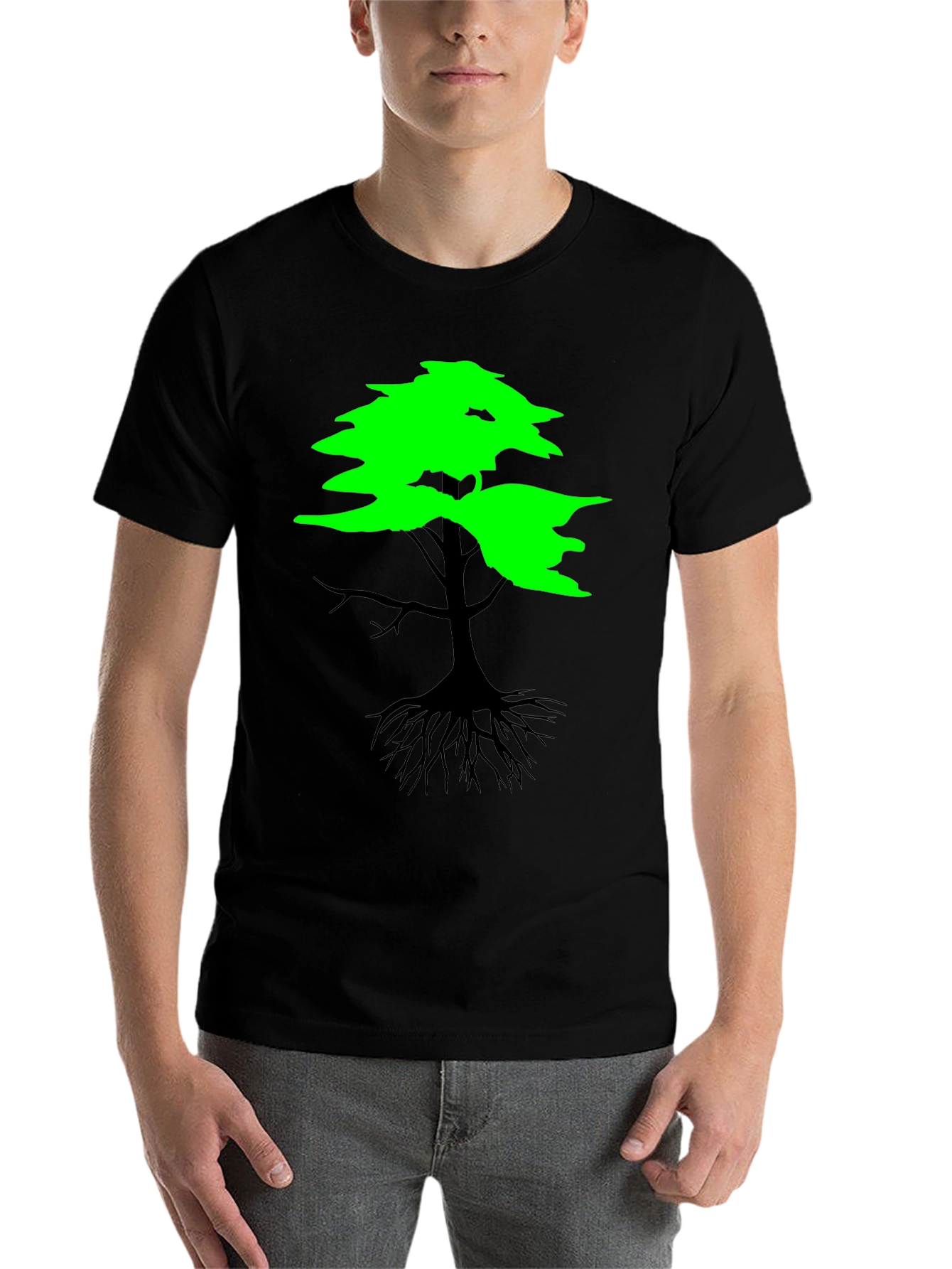 Black Nature Inspired Tree Graphic T-Shirt view 7