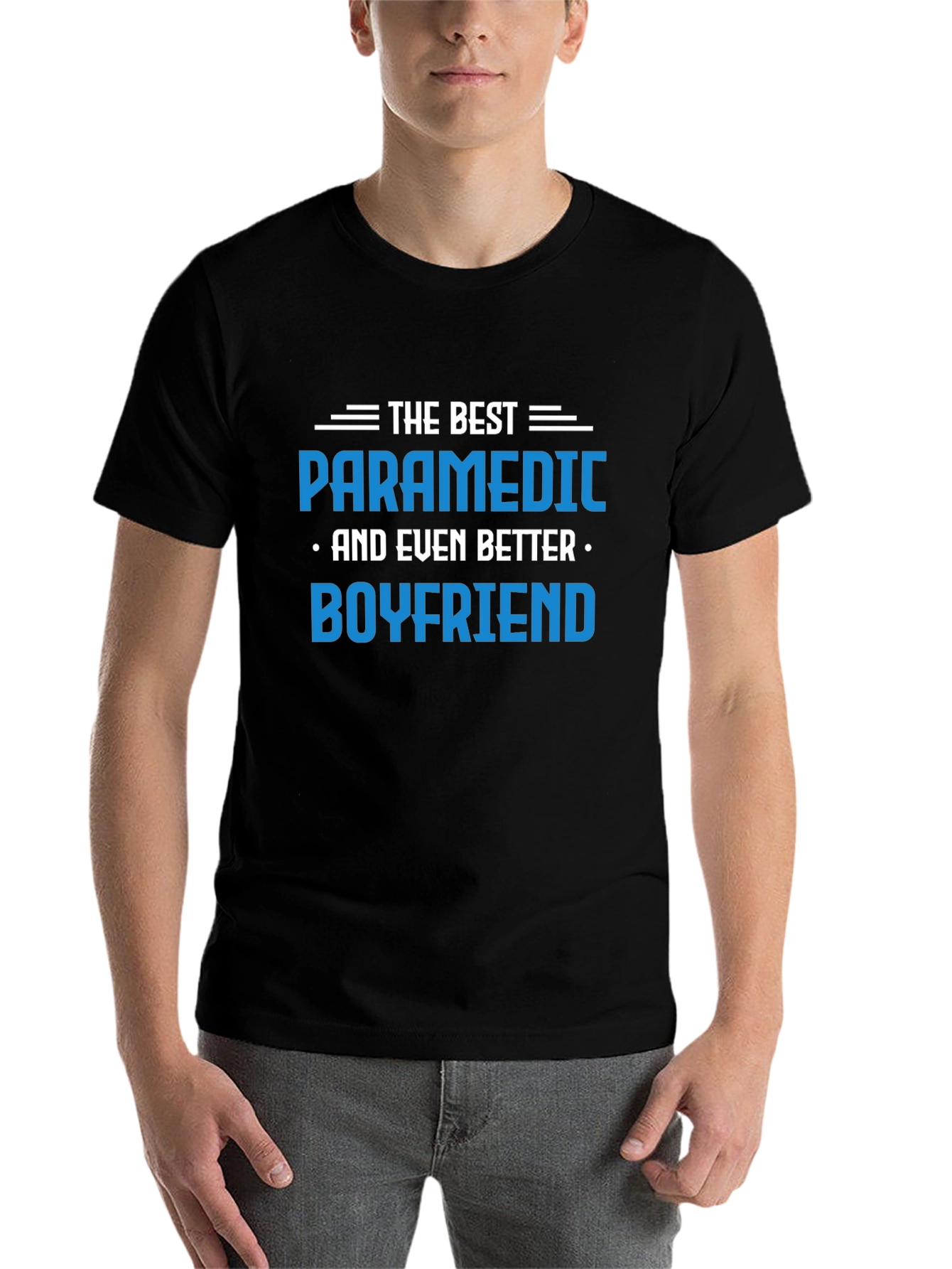 Black Best Paramedic Boyfriend Graphic Tee - Black T-Shirt view 7