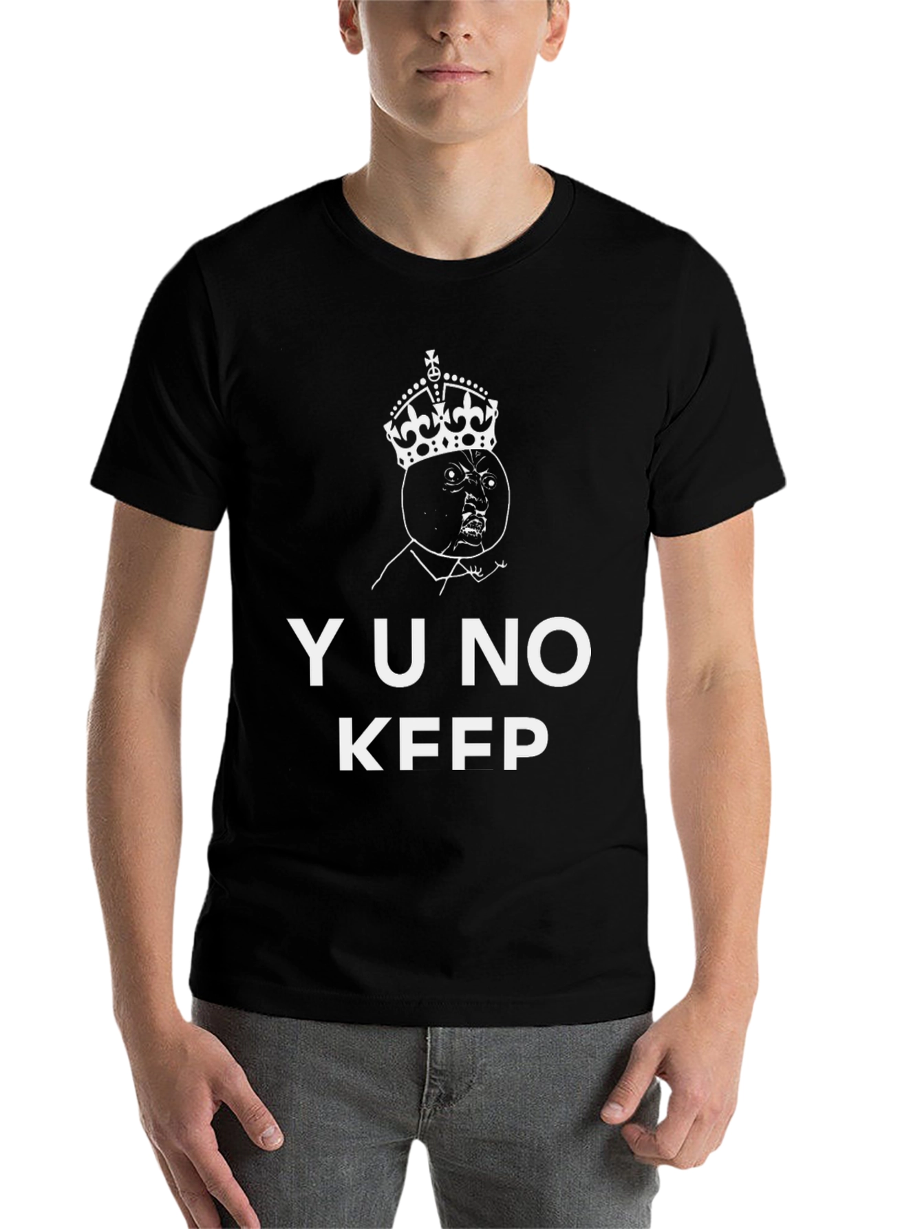 Black YU NO KFPP Graphic T-Shirt - Black Crew Neck Tee view 7