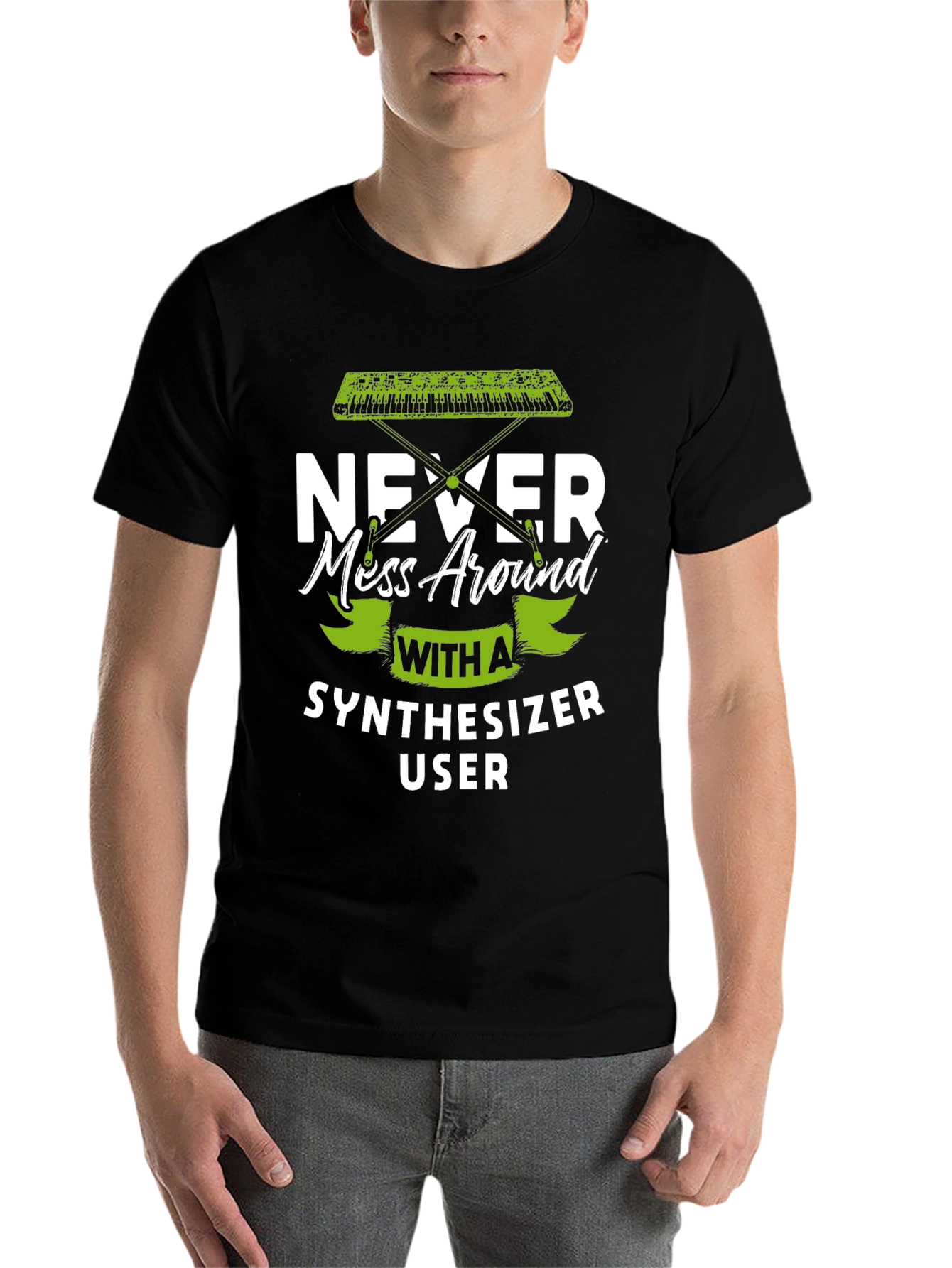 Black Synthesizer User Graphic T-Shirt view 7