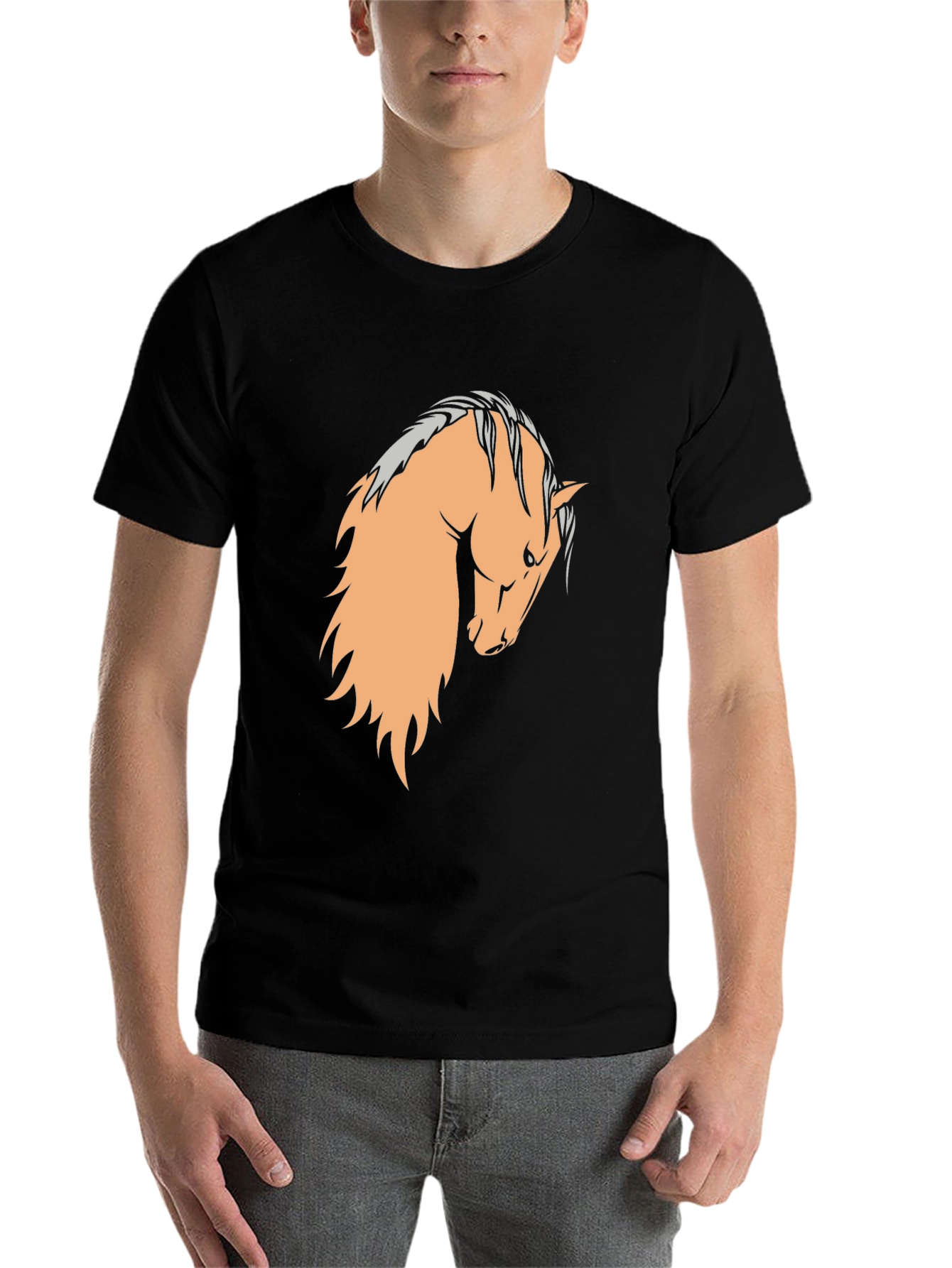 Black Black T-Shirt with Horse Graphic view 7
