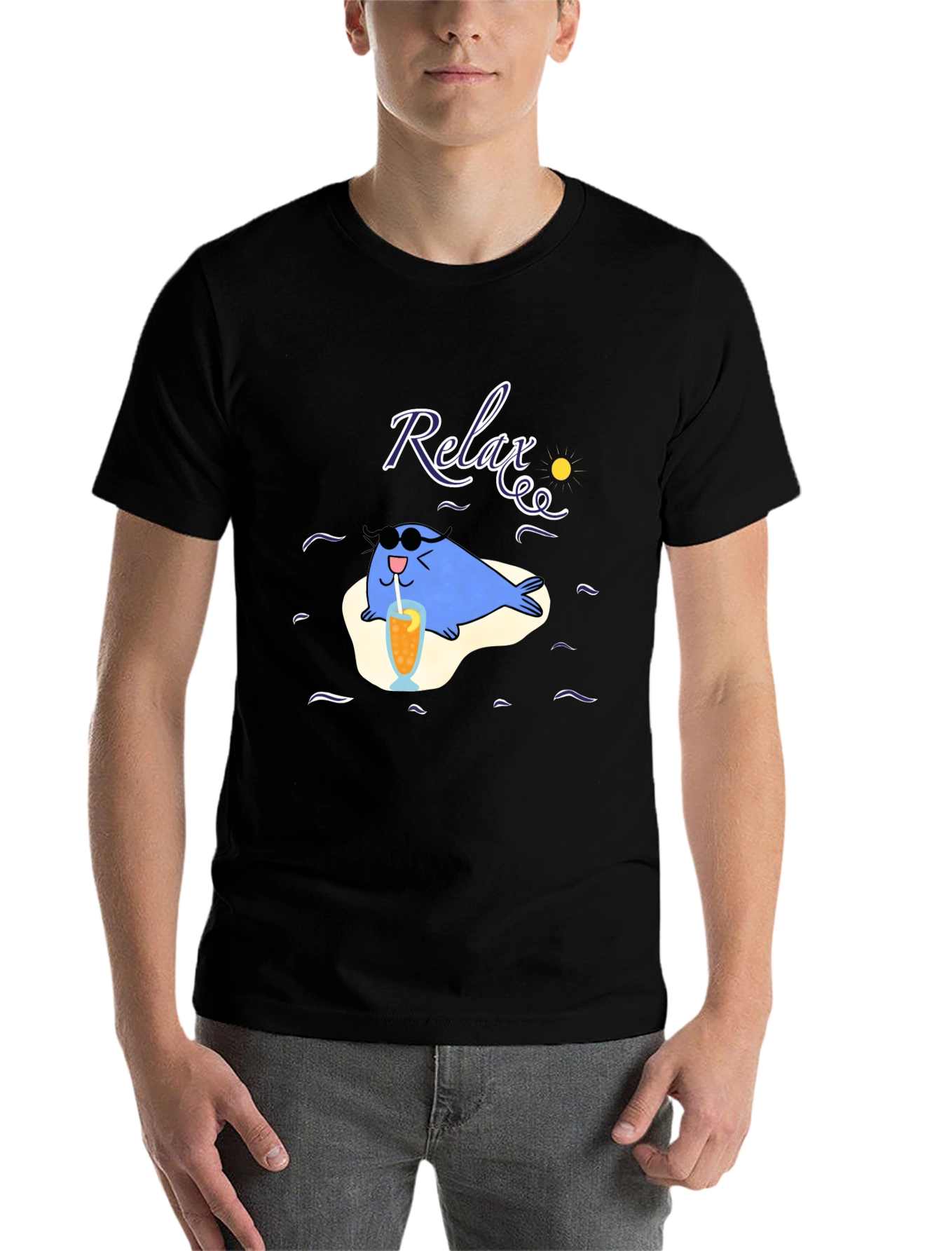 Black Relaxing Seal Black T-Shirt view 7